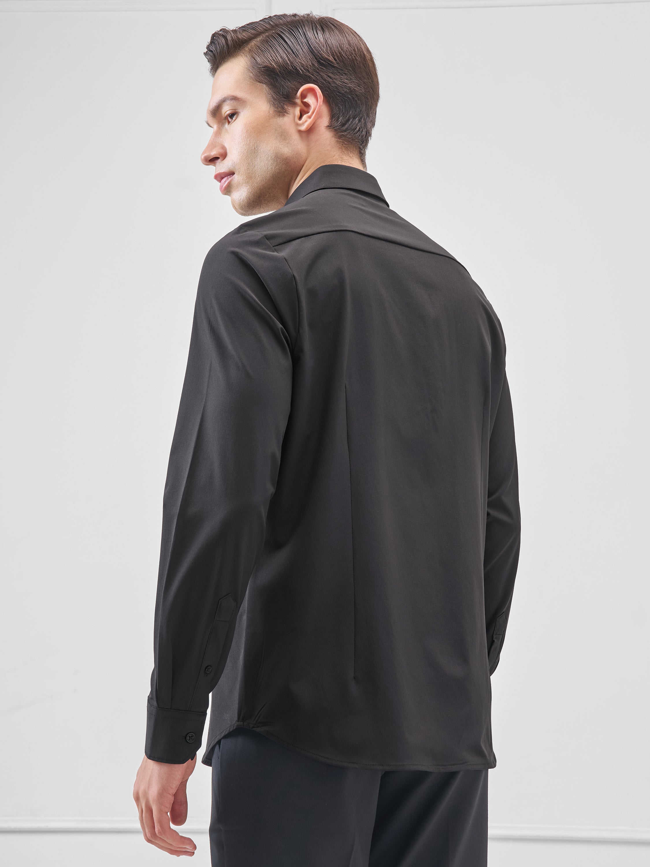 Highlander Men Black Solid Slim Fit Casual Shirt - Black - Image 3