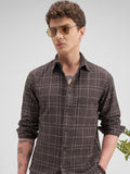 Highlander Men Brown Checked Regular Fit Casual Shirt - Brown - Image 1