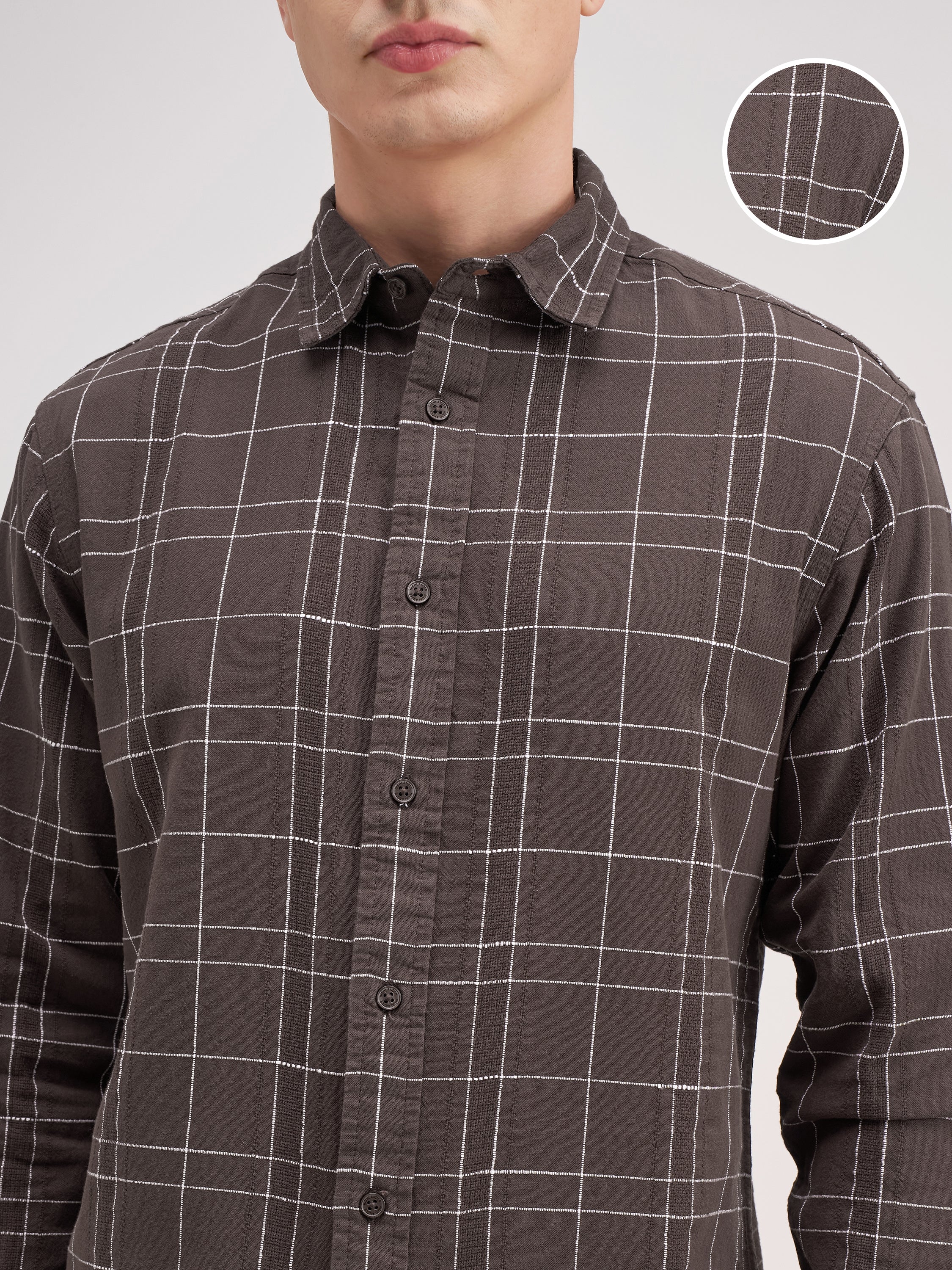 Highlander Men Brown Checked Regular Fit Casual Shirt - Brown - Image 5