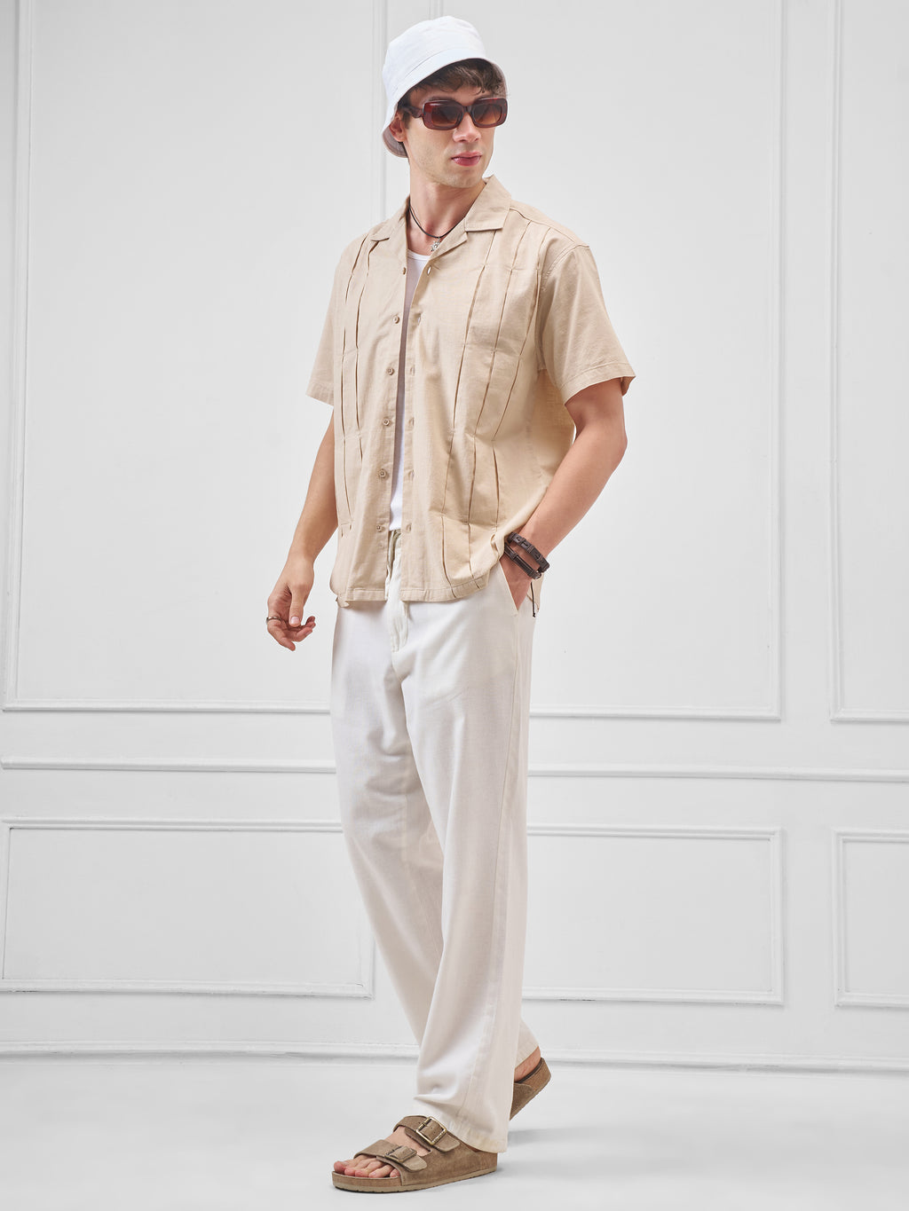 Highlander Men Beige Solid Relaxed Fit Casual Shirt - Beige - Image 2
