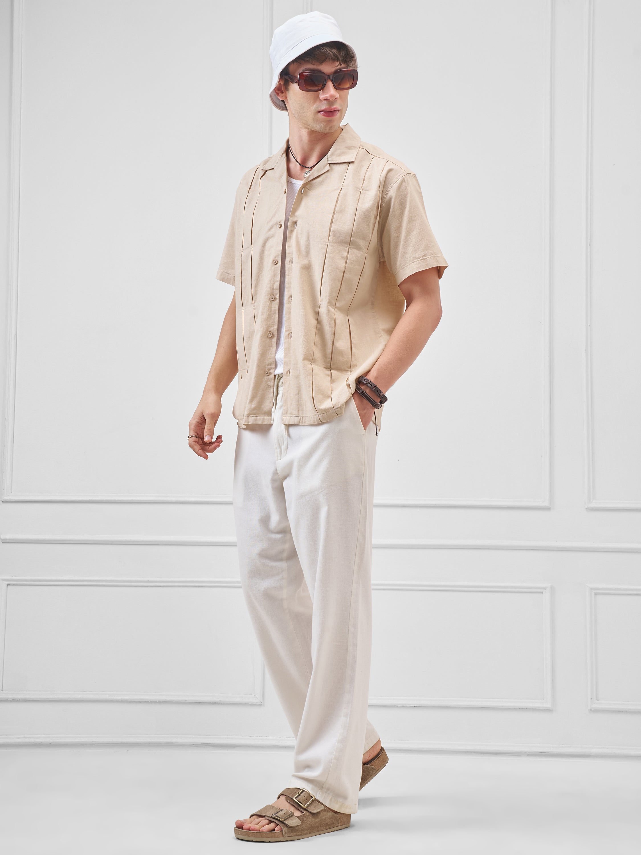 Highlander Men Beige Solid Relaxed Fit Casual Shirt - Beige - Image 2