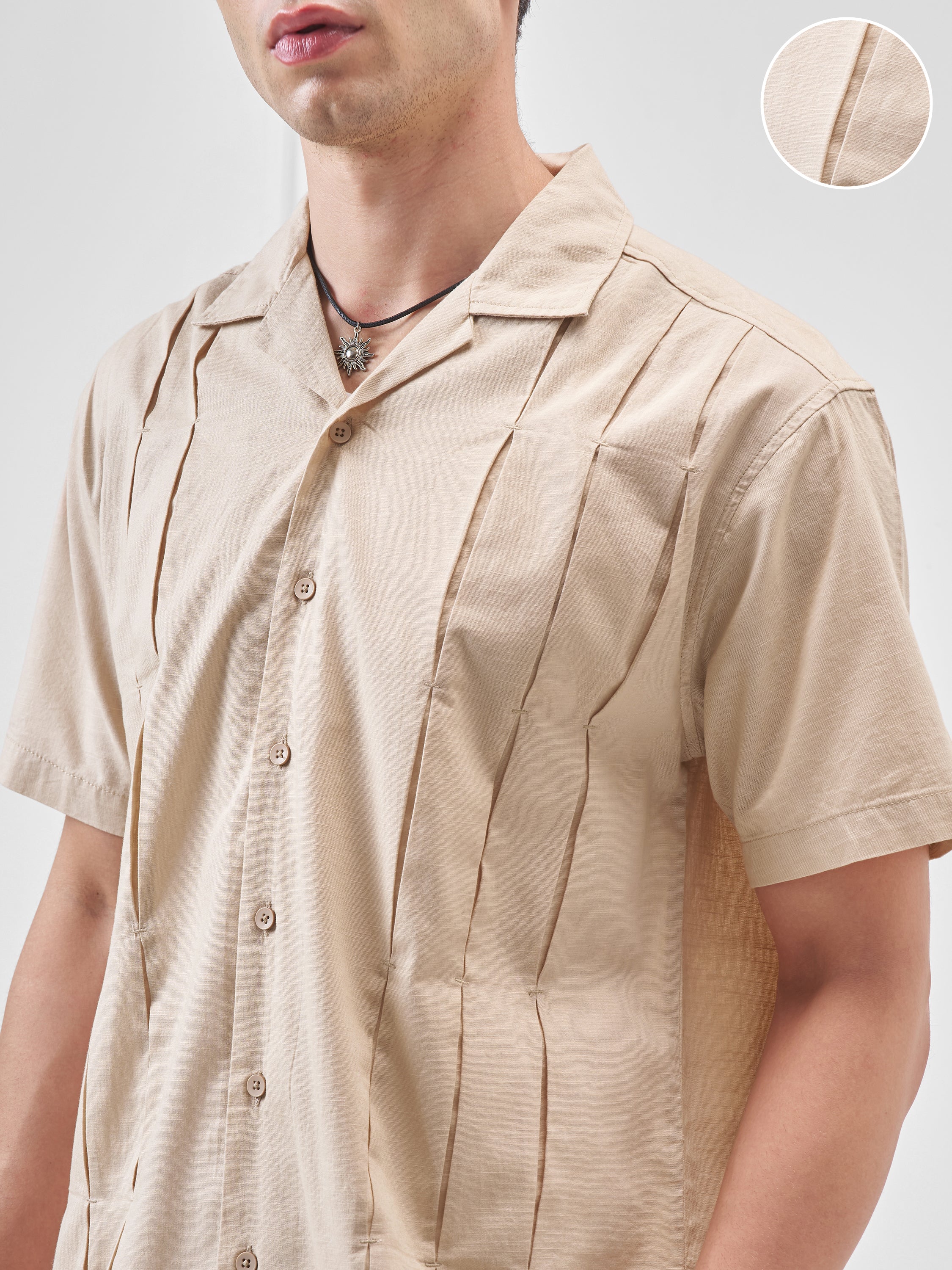 Highlander Men Beige Solid Relaxed Fit Casual Shirt - Beige - Image 5