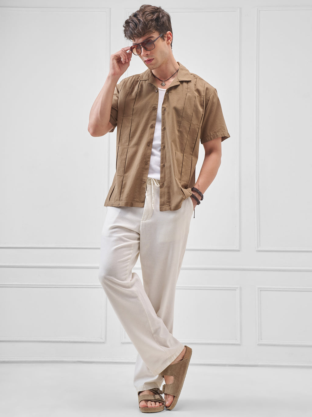 Highlander Men Khaki Solid Relaxed Fit Casual Shirt - Khaki - Image 2