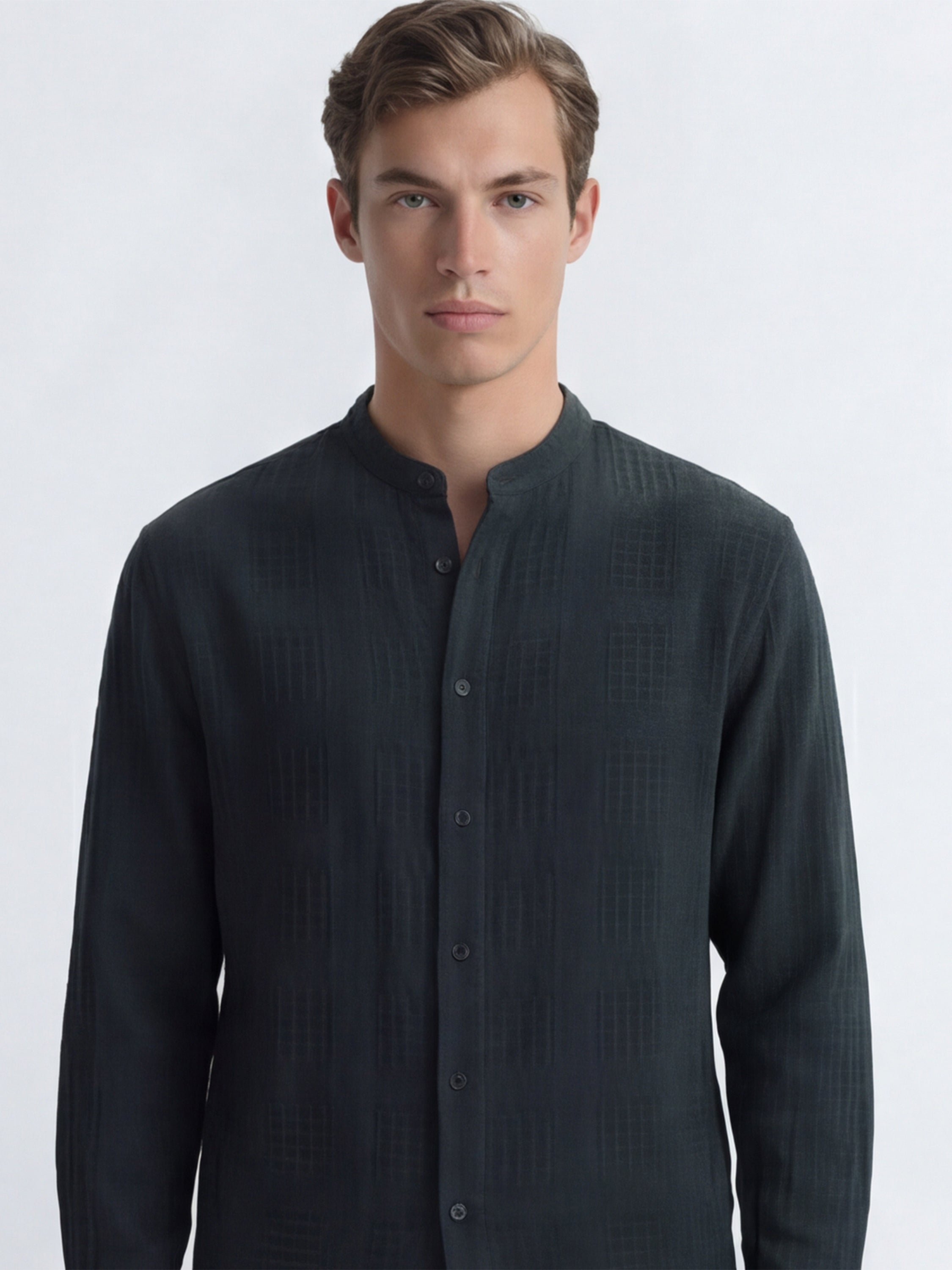 Highlander Men Green Self Design Relaxed Fit Casual Shirt - Green - Image 1