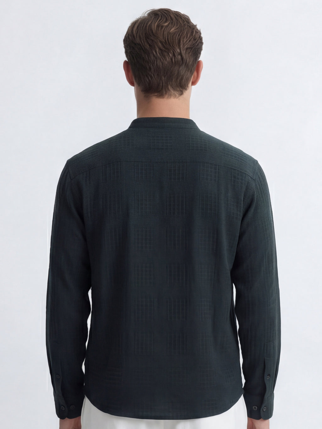 Highlander Men Green Self Design Relaxed Fit Casual Shirt - Green - Image 3