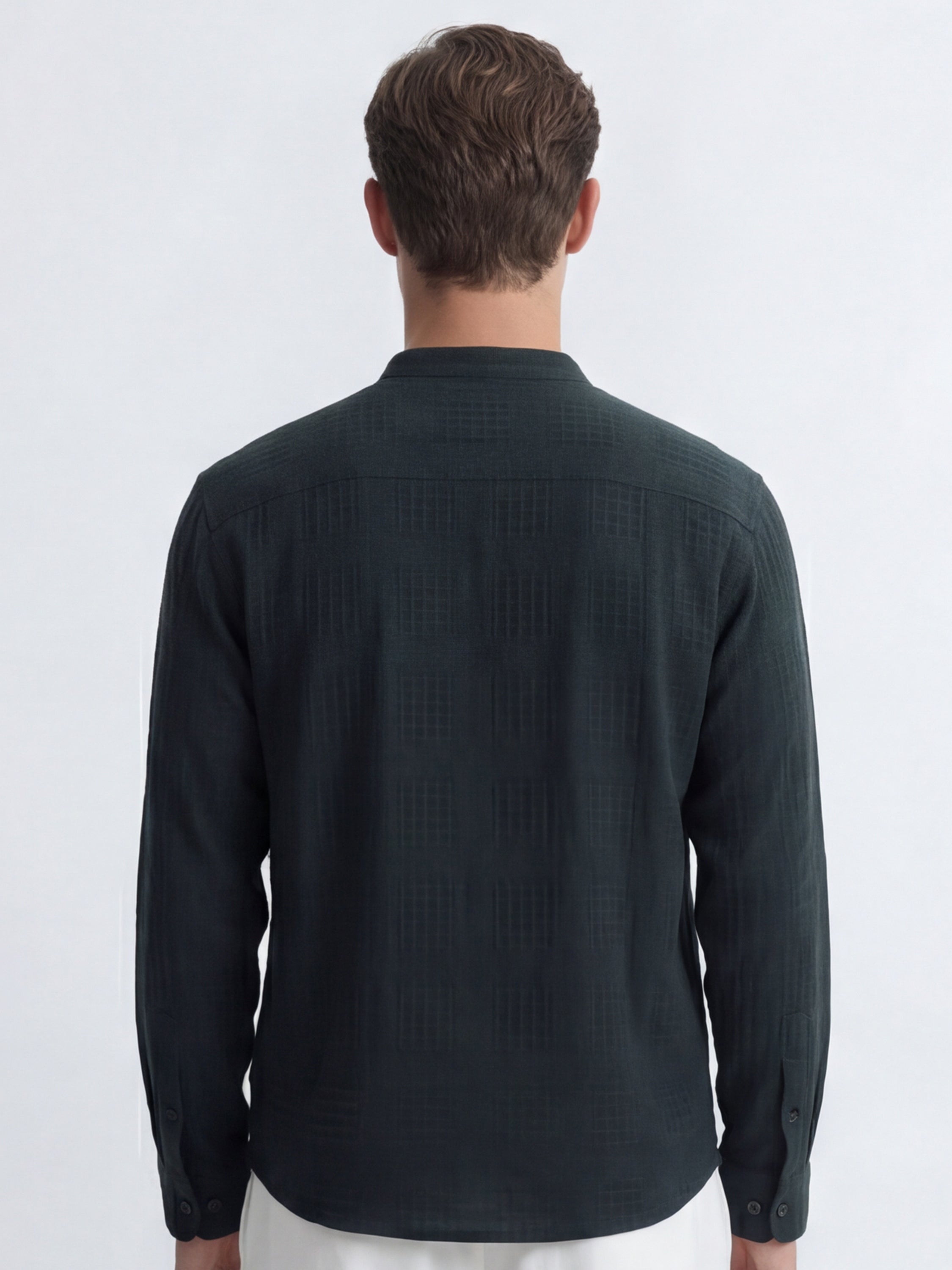 Highlander Men Green Self Design Relaxed Fit Casual Shirt - Green - Image 3