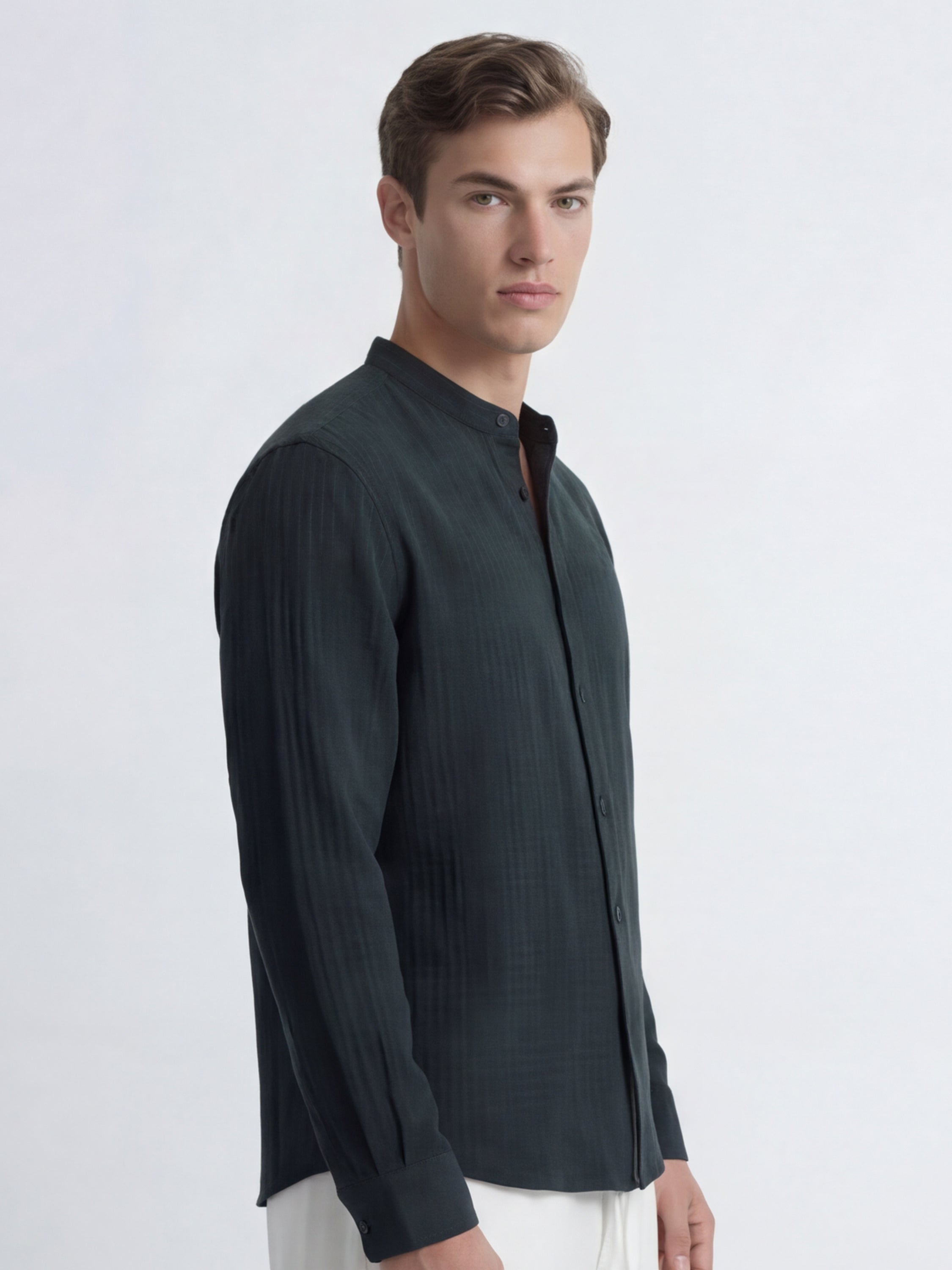 Highlander Men Green Self Design Relaxed Fit Casual Shirt - Green - Image 4