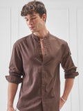 Highlander Men Brown Striped Relaxed Fit Casual Shirt - Brown - Image 1