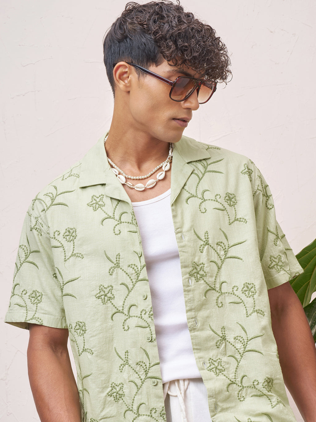 Highlander Men Green Embroidered Relaxed Fit Casual Shirt - Green - Image 1