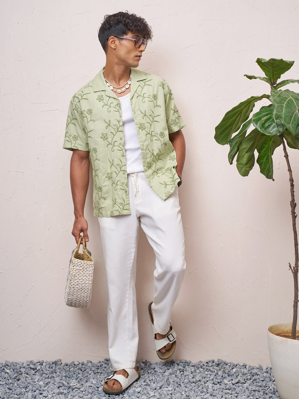 Highlander Men Green Embroidered Relaxed Fit Casual Shirt - Green - Image 2