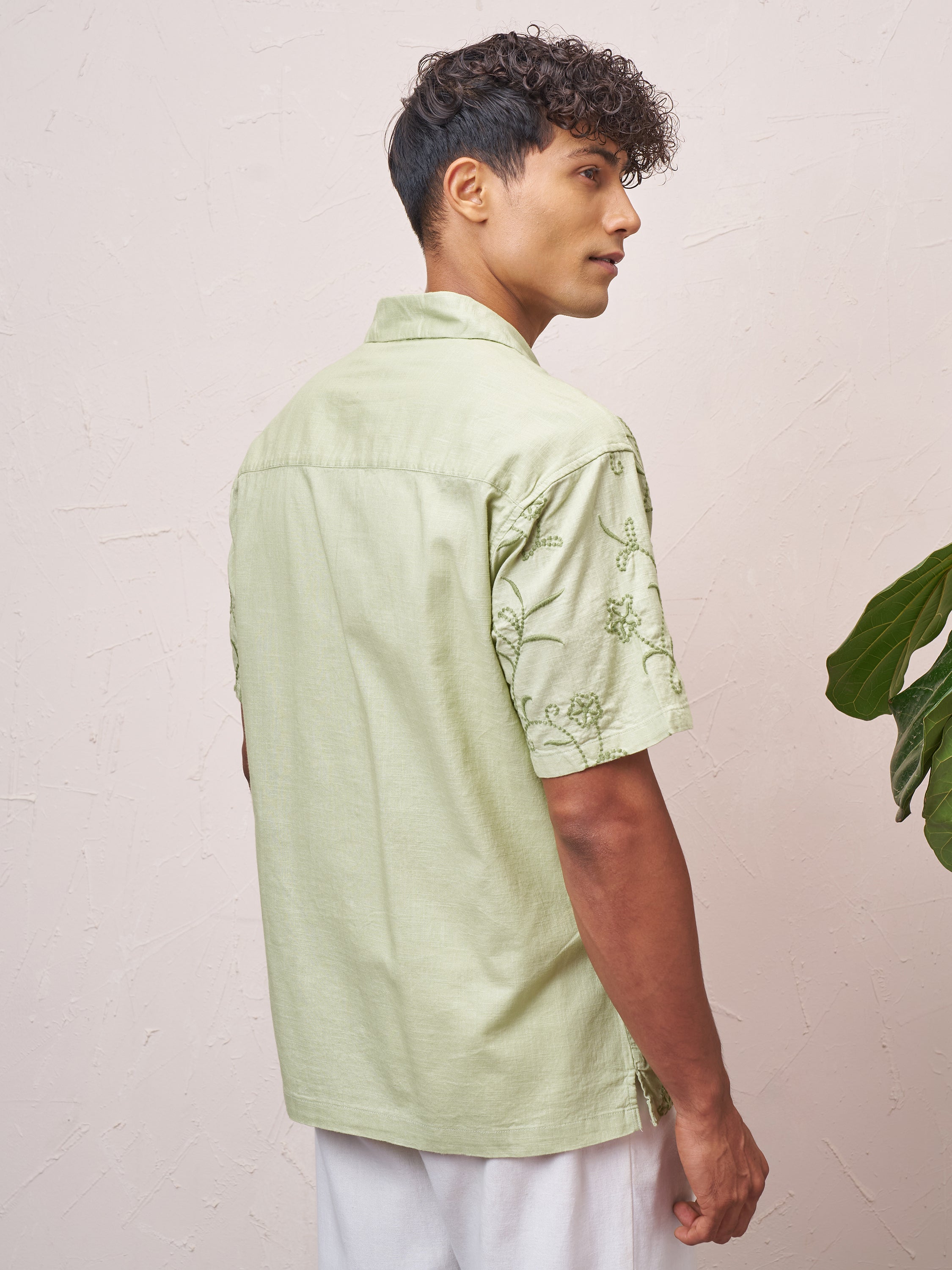 Highlander Men Green Embroidered Relaxed Fit Casual Shirt - Green - Image 3