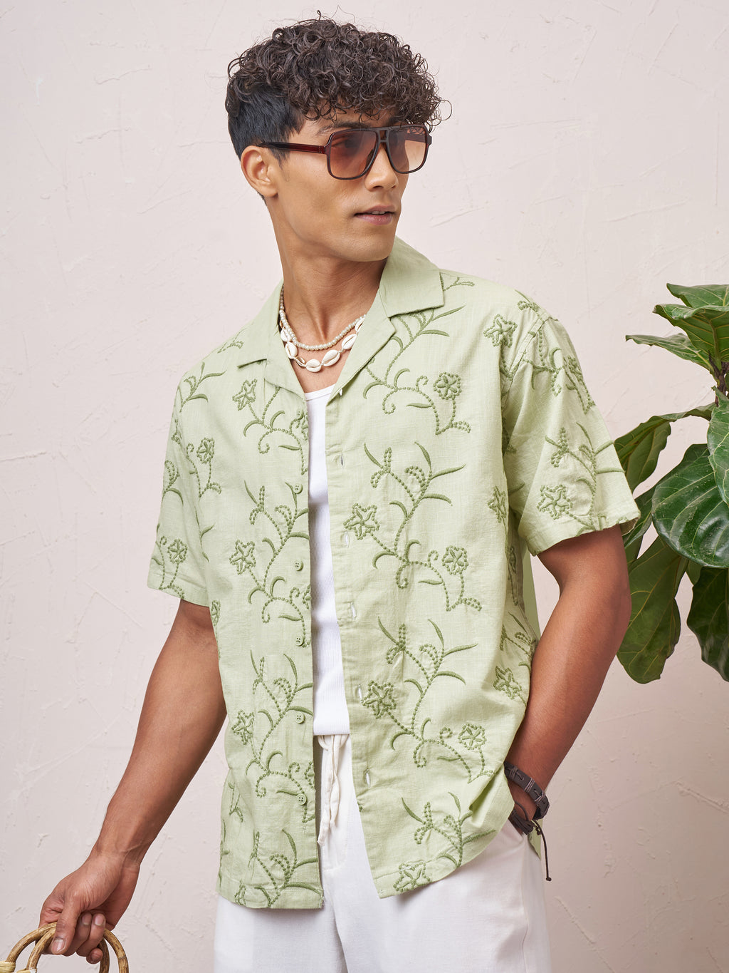 Highlander Men Green Embroidered Relaxed Fit Casual Shirt - Green - Image 4