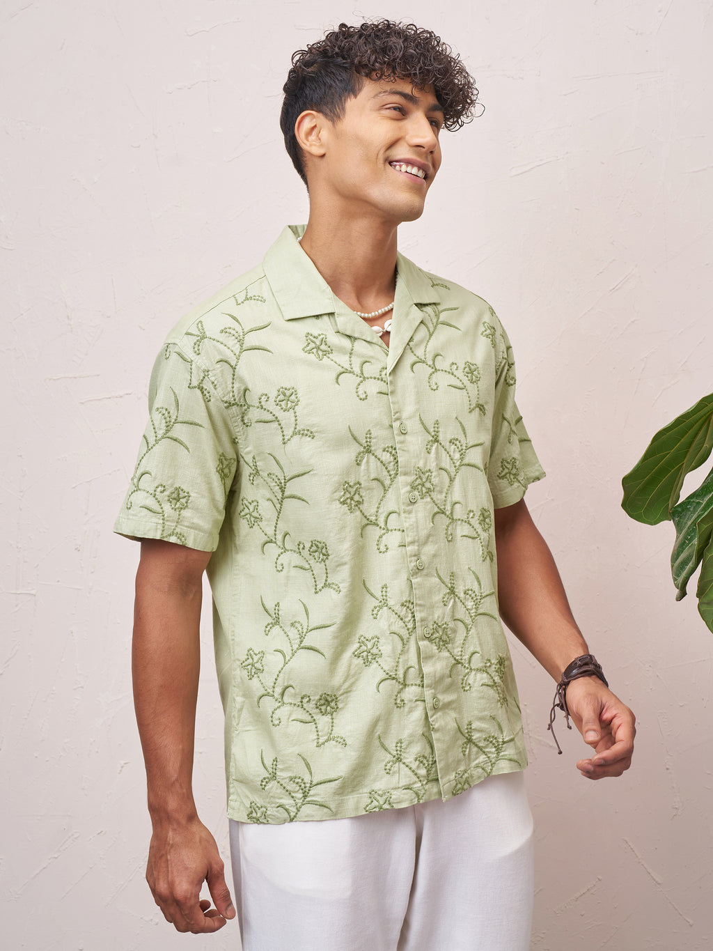 Highlander Men Green Embroidered Relaxed Fit Casual Shirt - Green - Image 6