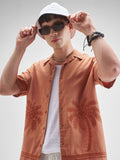 Highlander Men Rust Embroidered Relaxed Fit Casual Shirt - Rust - Image 1