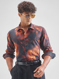 Highlander Men Rust Printed Relaxed Fit Casual Shirt - Rust - Image 1