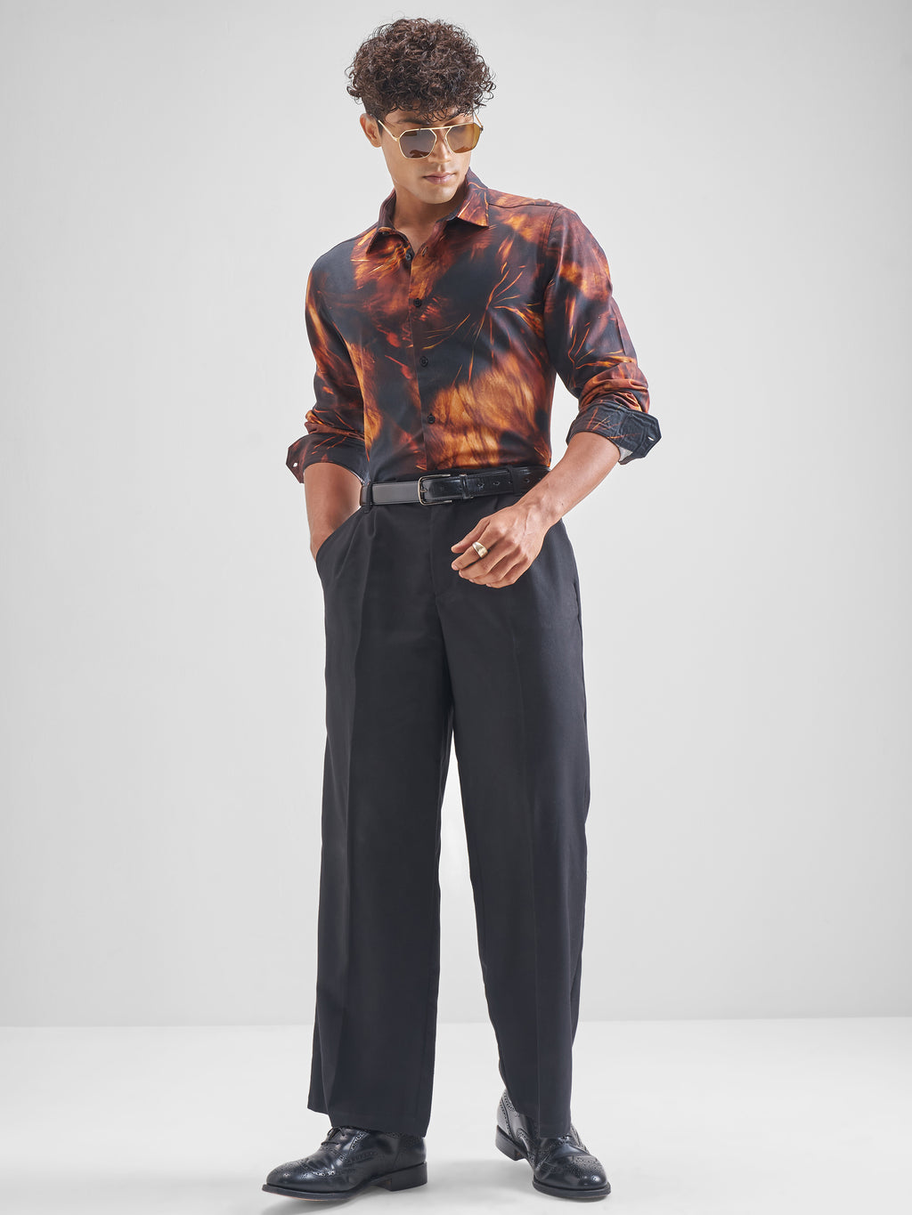 Highlander Men Rust Printed Relaxed Fit Casual Shirt - Rust - Image 2
