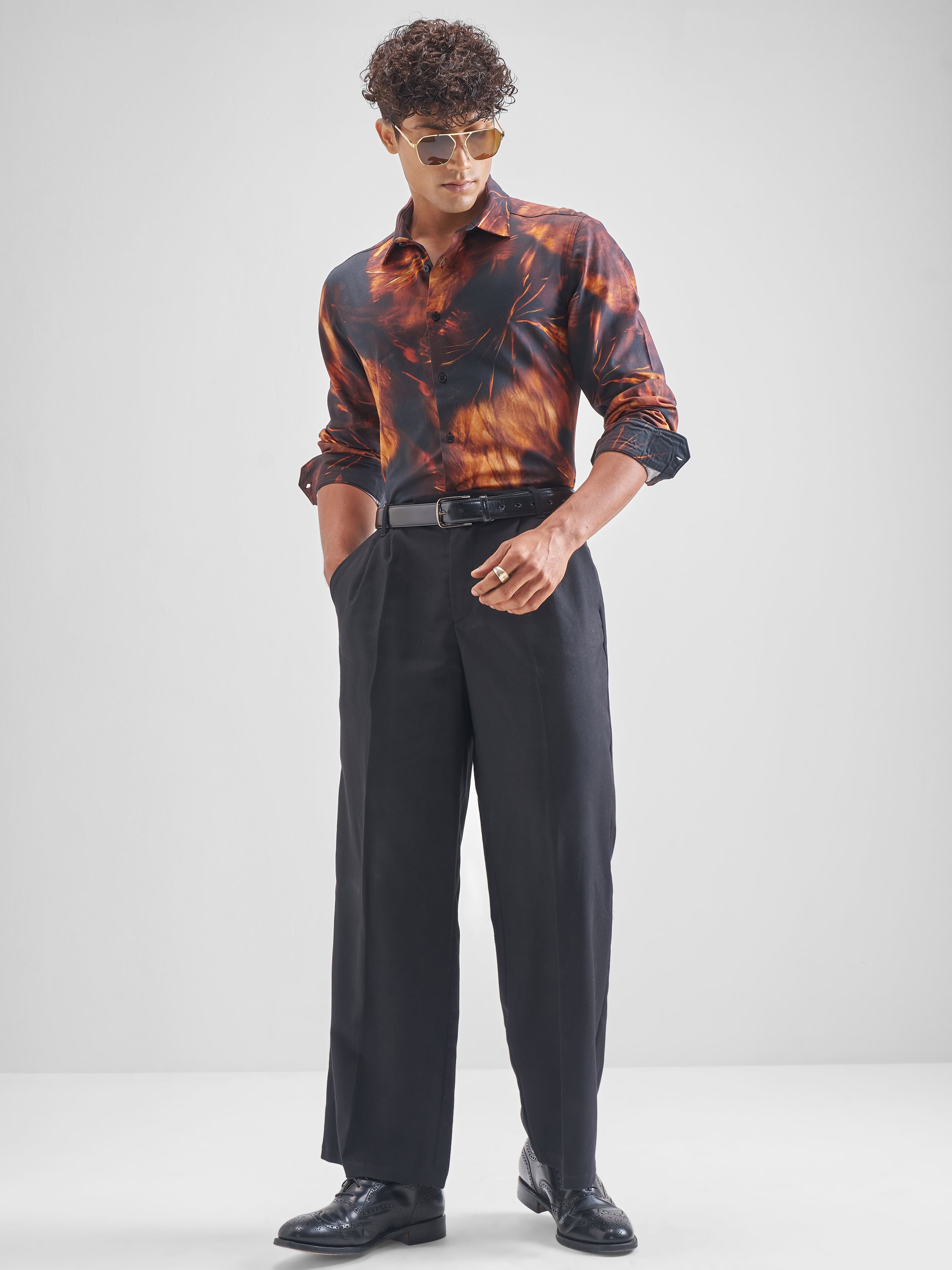 Highlander Men Rust Printed Relaxed Fit Casual Shirt - Rust - Image 2