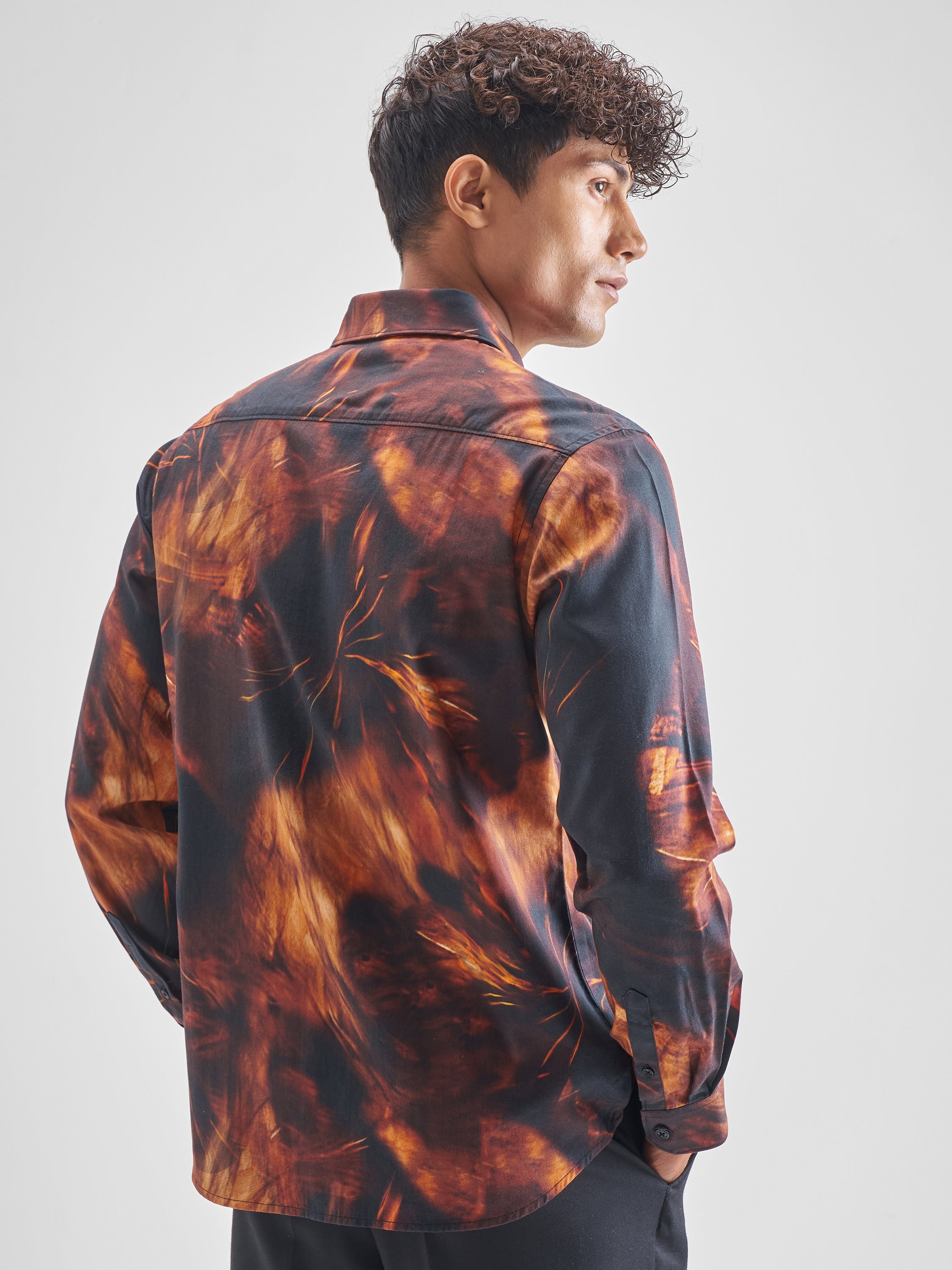 Highlander Men Rust Printed Relaxed Fit Casual Shirt - Rust - Image 3