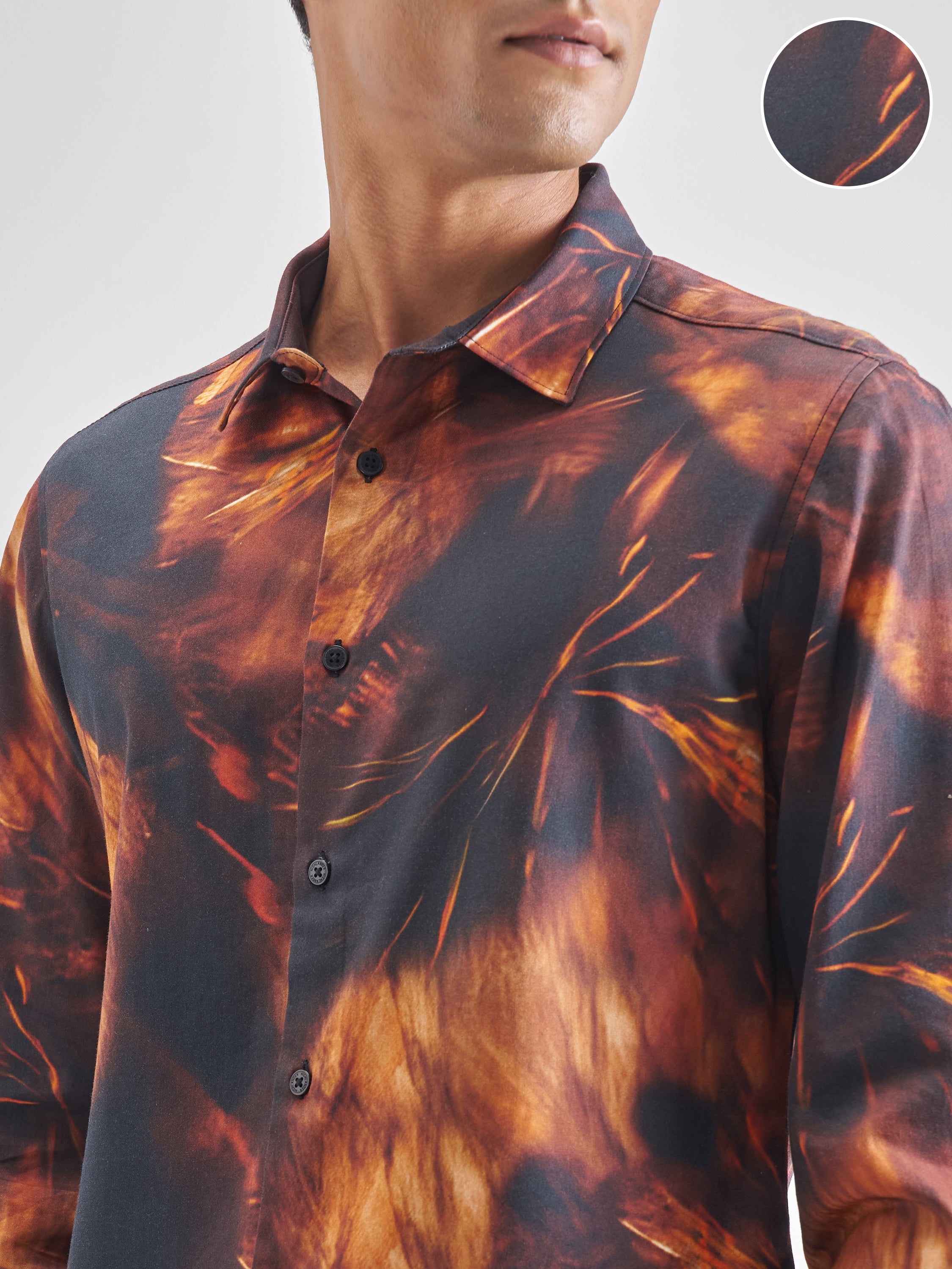 Highlander Men Rust Printed Relaxed Fit Casual Shirt - Rust - Image 5