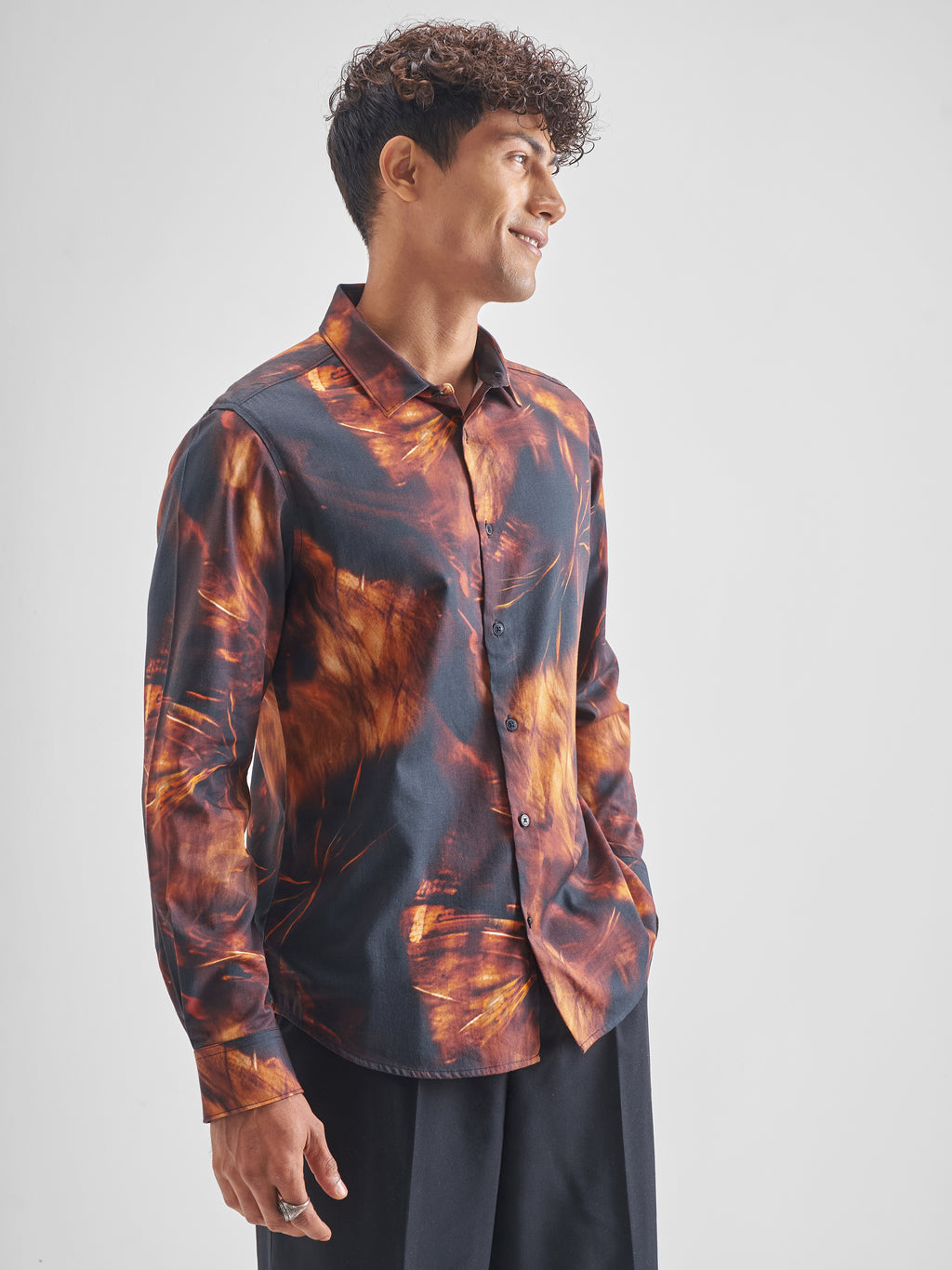 Highlander Men Rust Printed Relaxed Fit Casual Shirt - Rust - Image 6