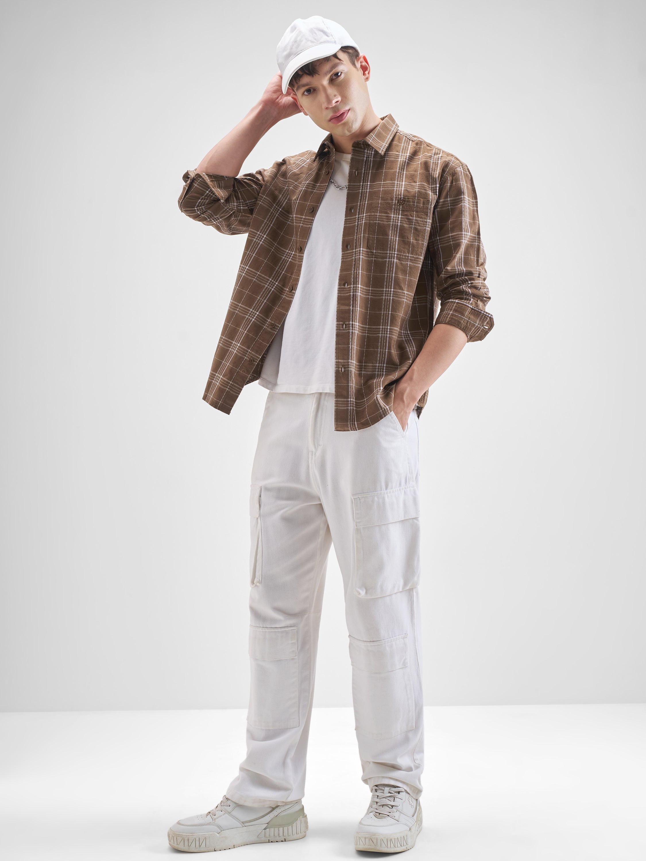 Highlander Men Brown Checked Relaxed Fit Casual Shirt - Brown - Image 2