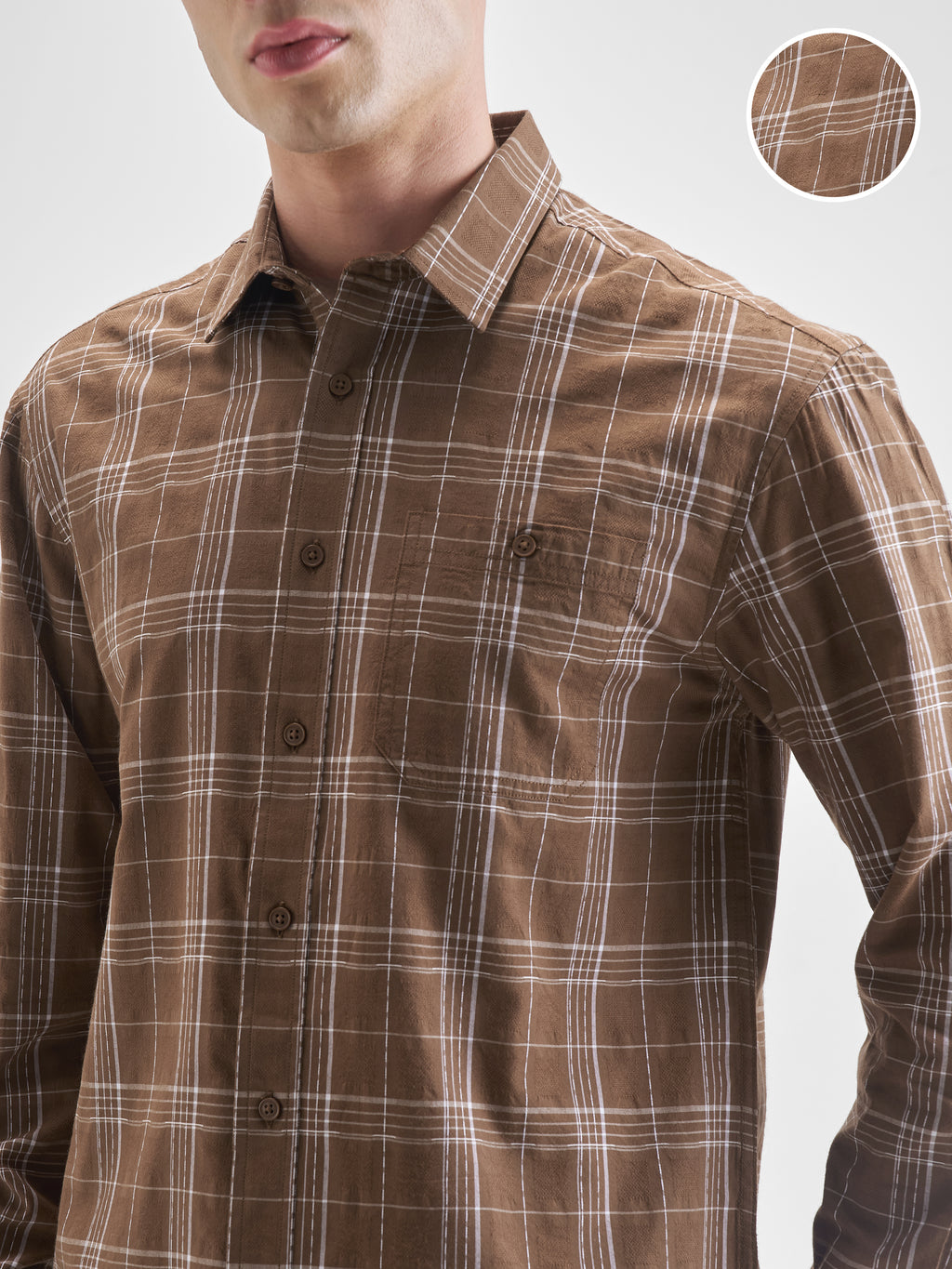 Highlander Men Brown Checked Relaxed Fit Casual Shirt - Brown - Image 5
