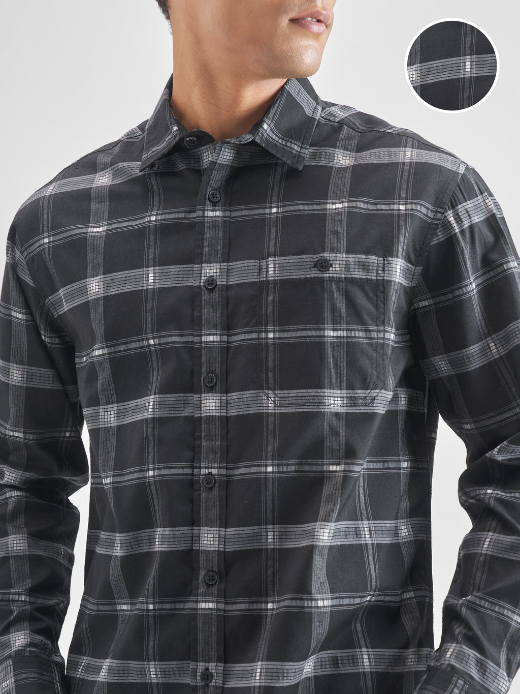 Highlander Men Black Checked Relaxed Fit Casual Shirt - Black - Image 5