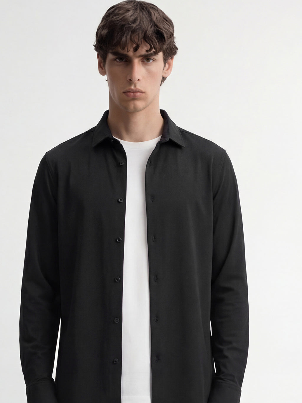 Highlander Men Black Solid Slim Fit Casual Shirt - Black - Image 1