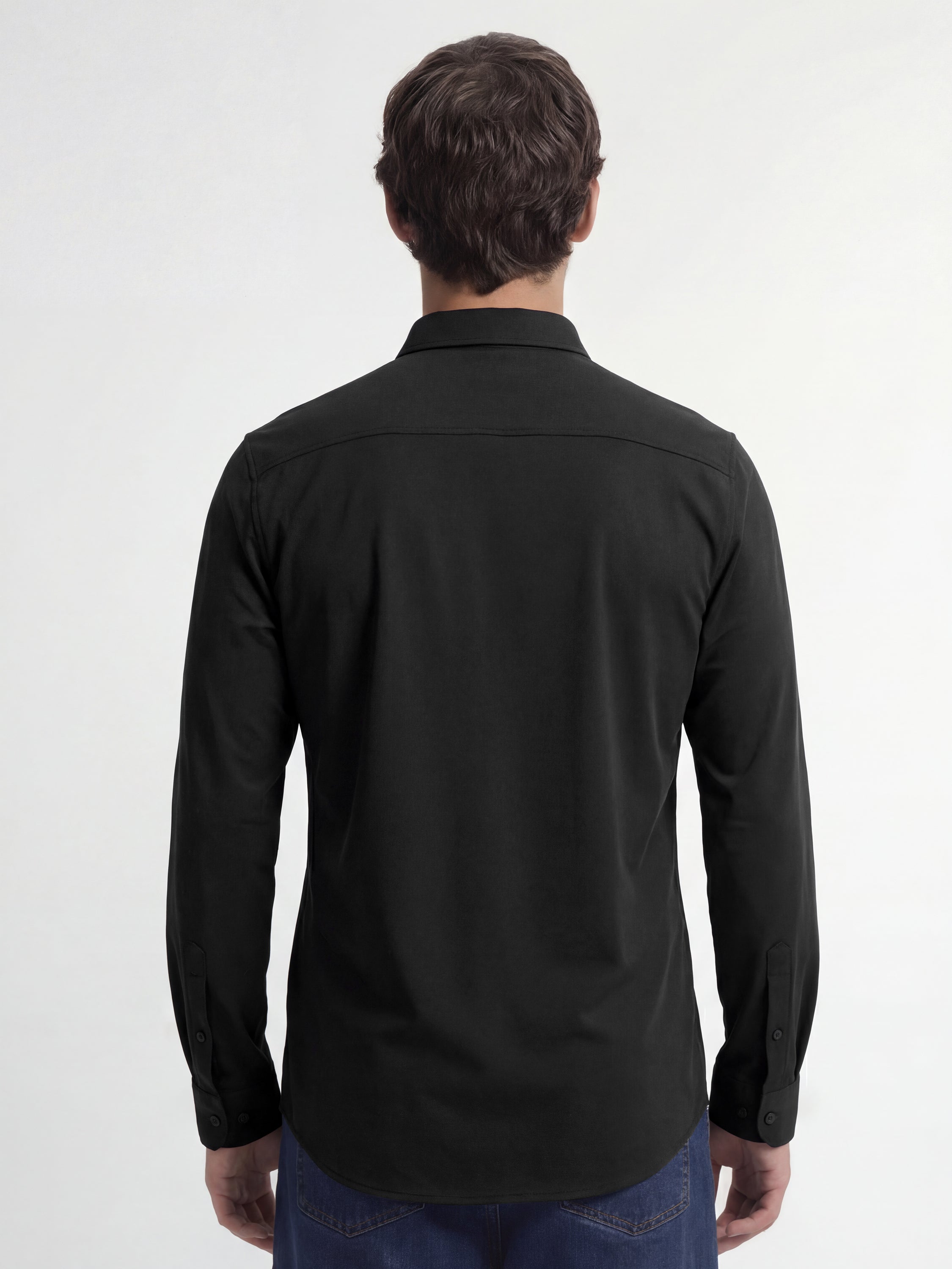 Highlander Men Black Solid Slim Fit Casual Shirt - Black - Image 3
