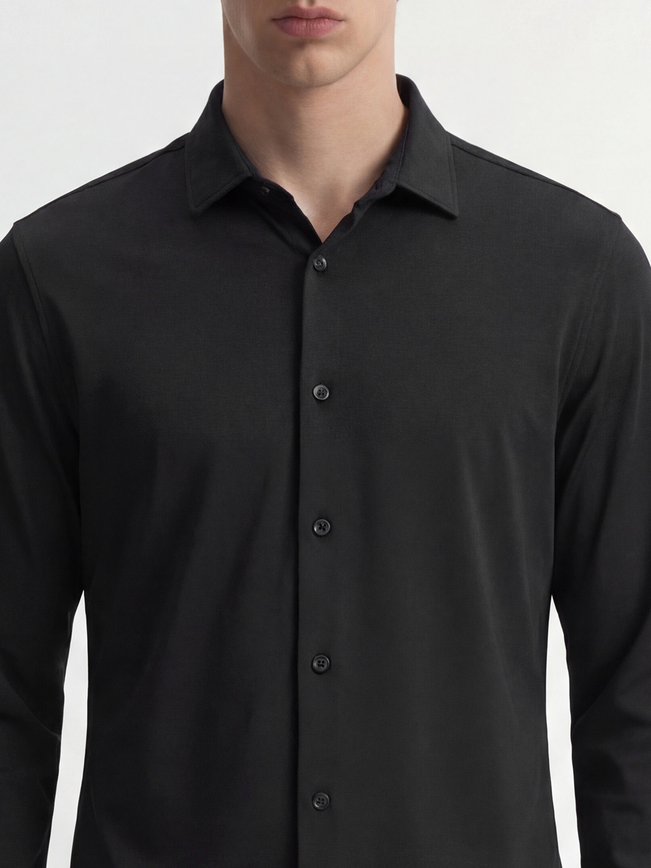 Highlander Men Black Solid Slim Fit Casual Shirt - Black - Image 5