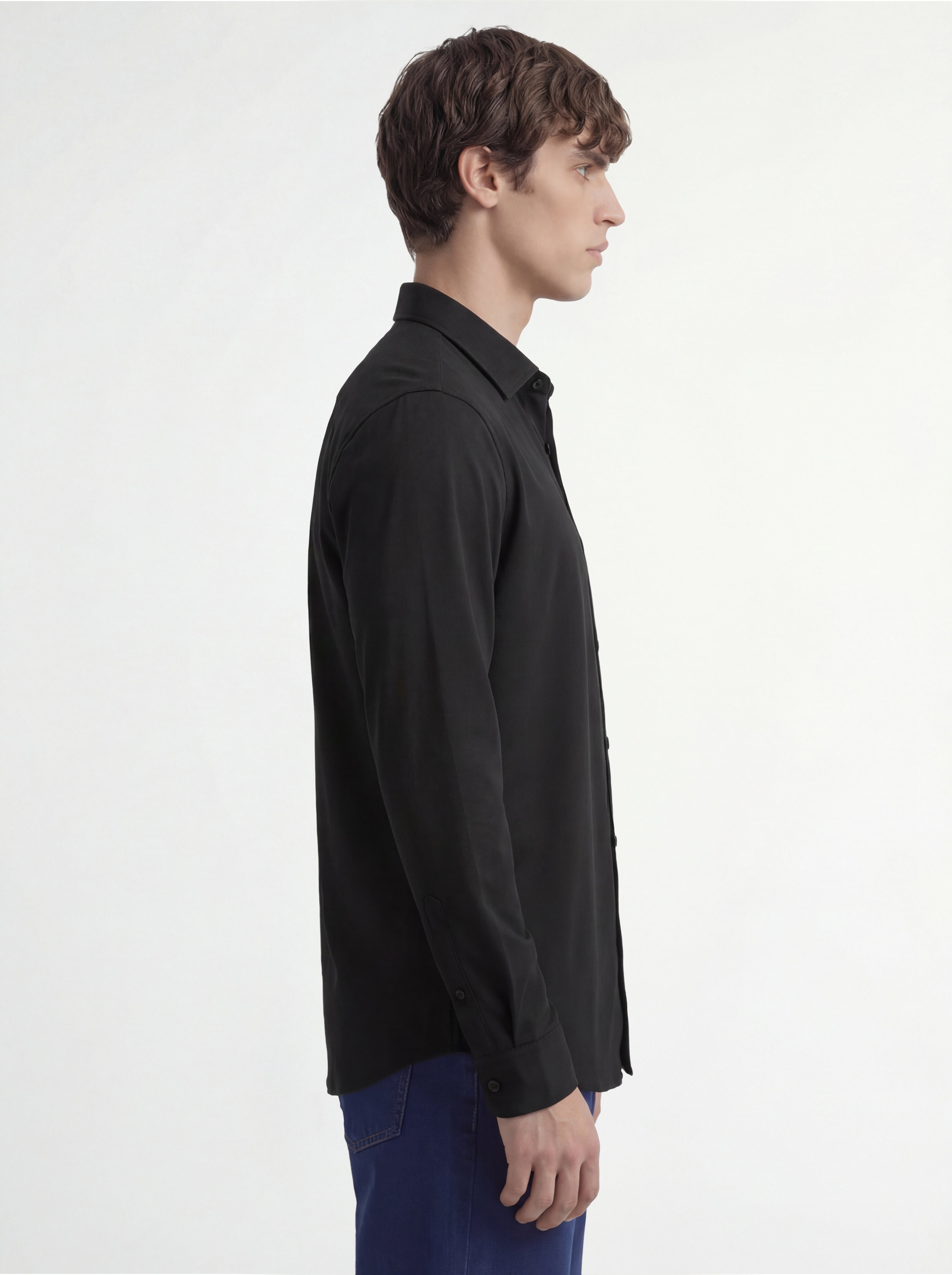 Highlander Men Black Solid Slim Fit Casual Shirt - Black - Image 6