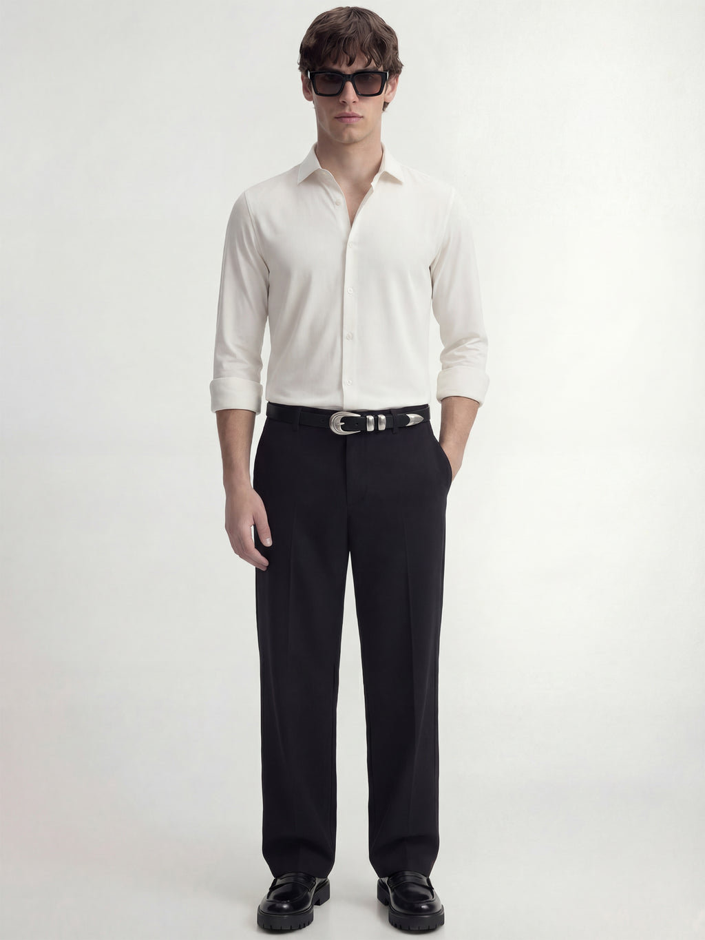 Highlander Men White Solid Slim Fit Casual Shirt - White - Image 2