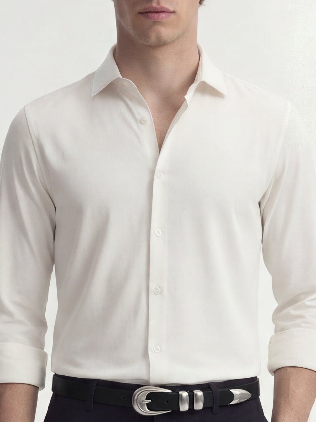 Highlander Men White Solid Slim Fit Casual Shirt - White - Image 5