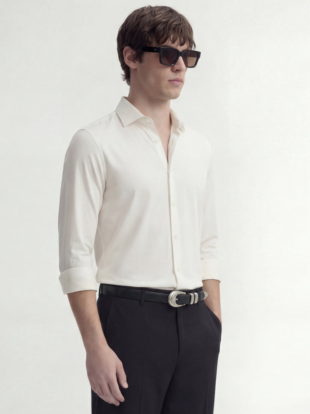Highlander Men White Solid Slim Fit Casual Shirt - White - Image 6