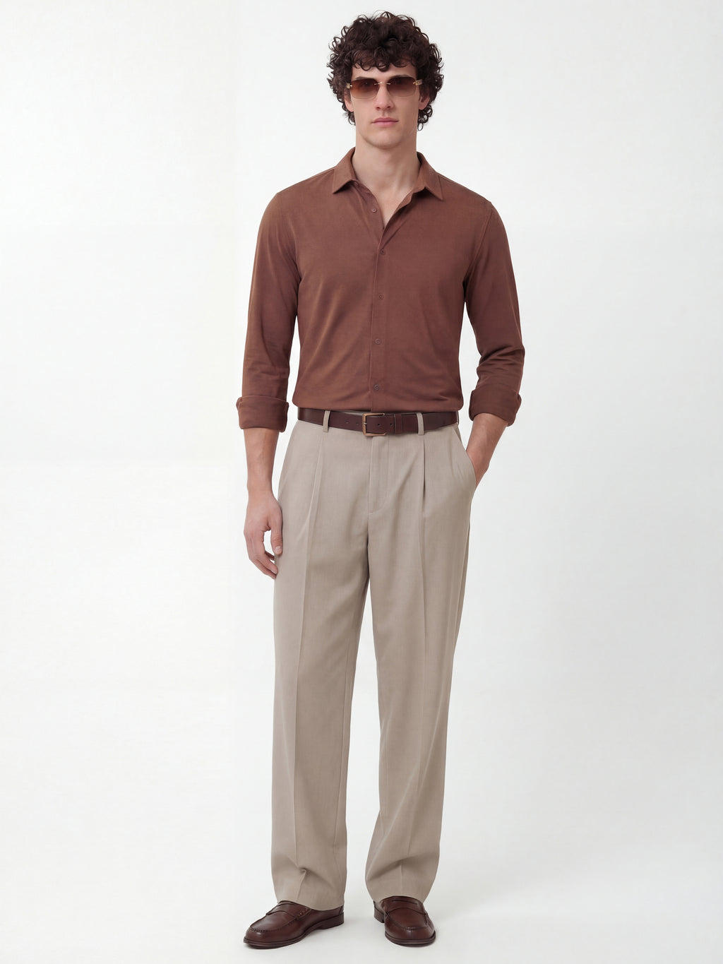 Highlander Men Brown Solid Slim Fit Casual Shirt - Brown - Image 2