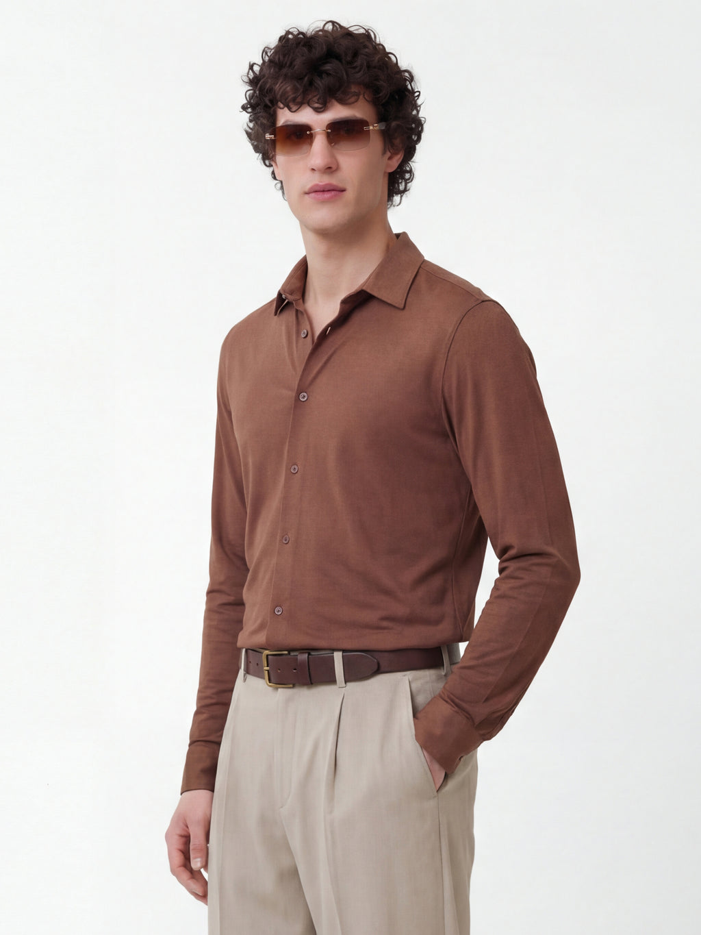 Highlander Men Brown Solid Slim Fit Casual Shirt - Brown - Image 4