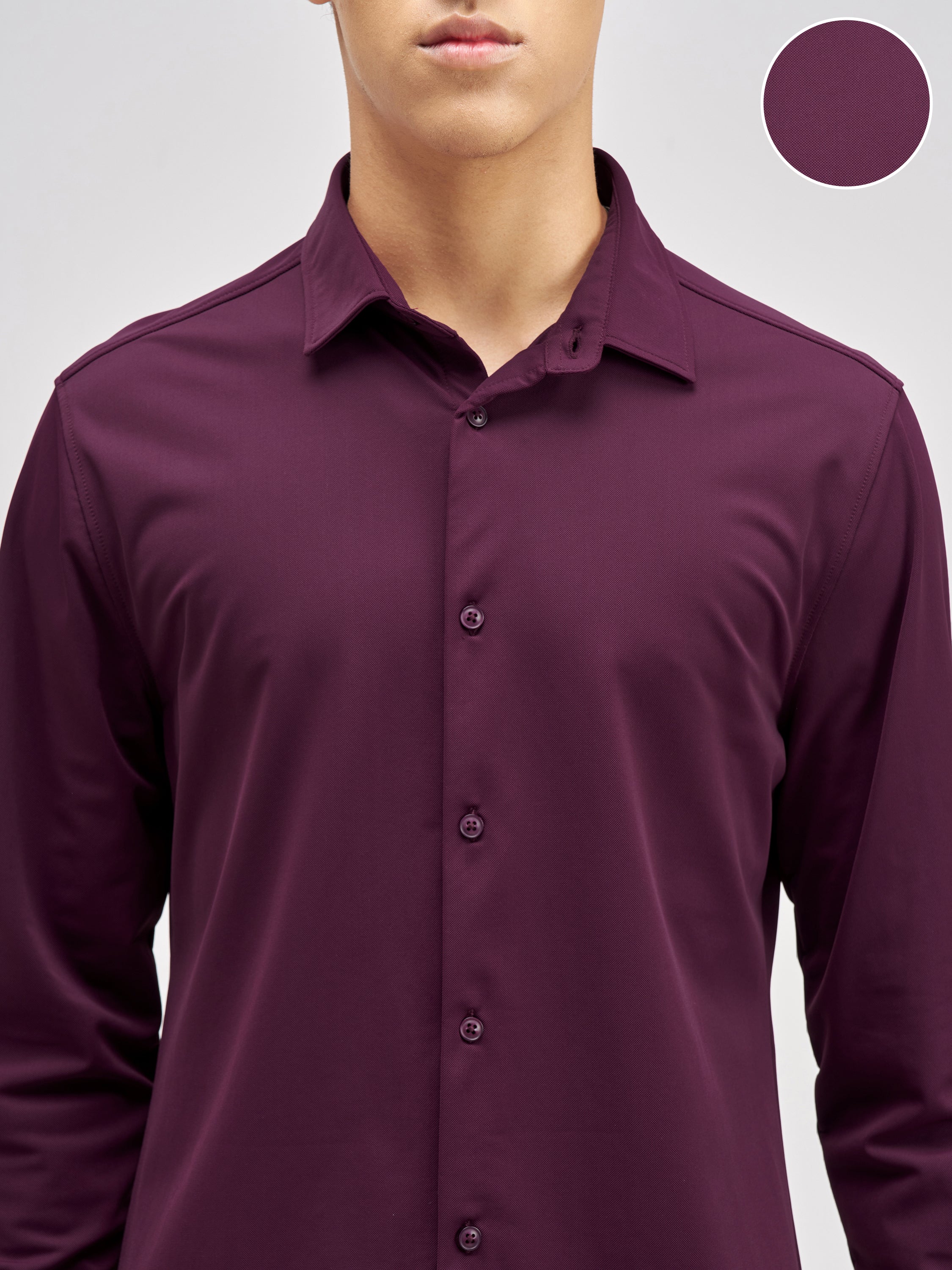 Highlander Men Purple Solid Slim Fit Casual Shirt - Purple - Image 5