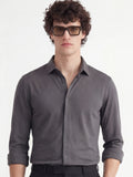 Highlander Men Grey Solid Slim Fit Casual Shirt - Grey - Image 1