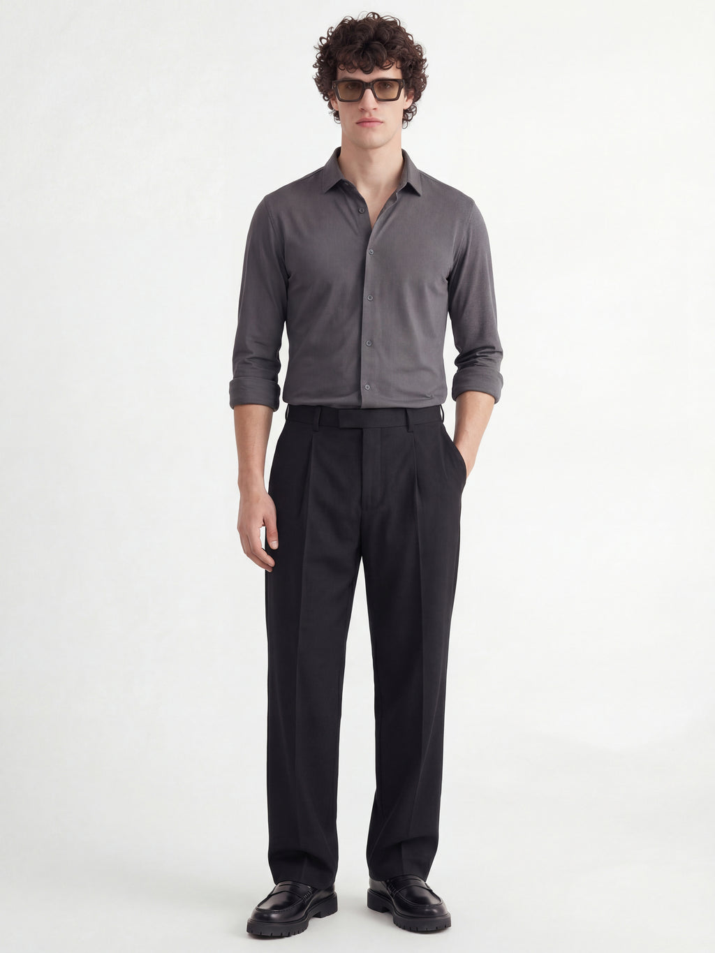 Highlander Men Grey Solid Slim Fit Casual Shirt - Grey - Image 2