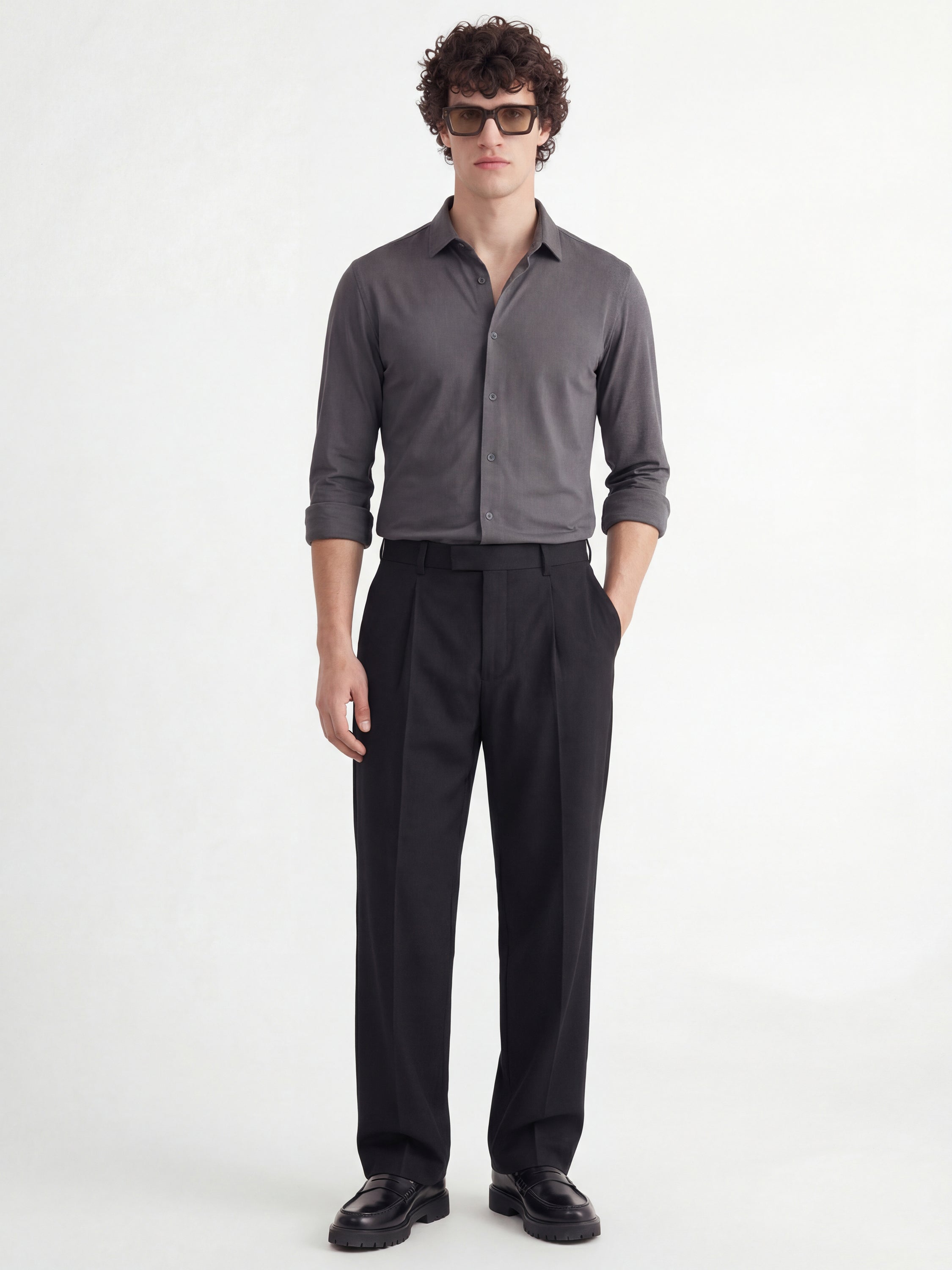 Highlander Men Grey Solid Slim Fit Casual Shirt - Grey - Image 2