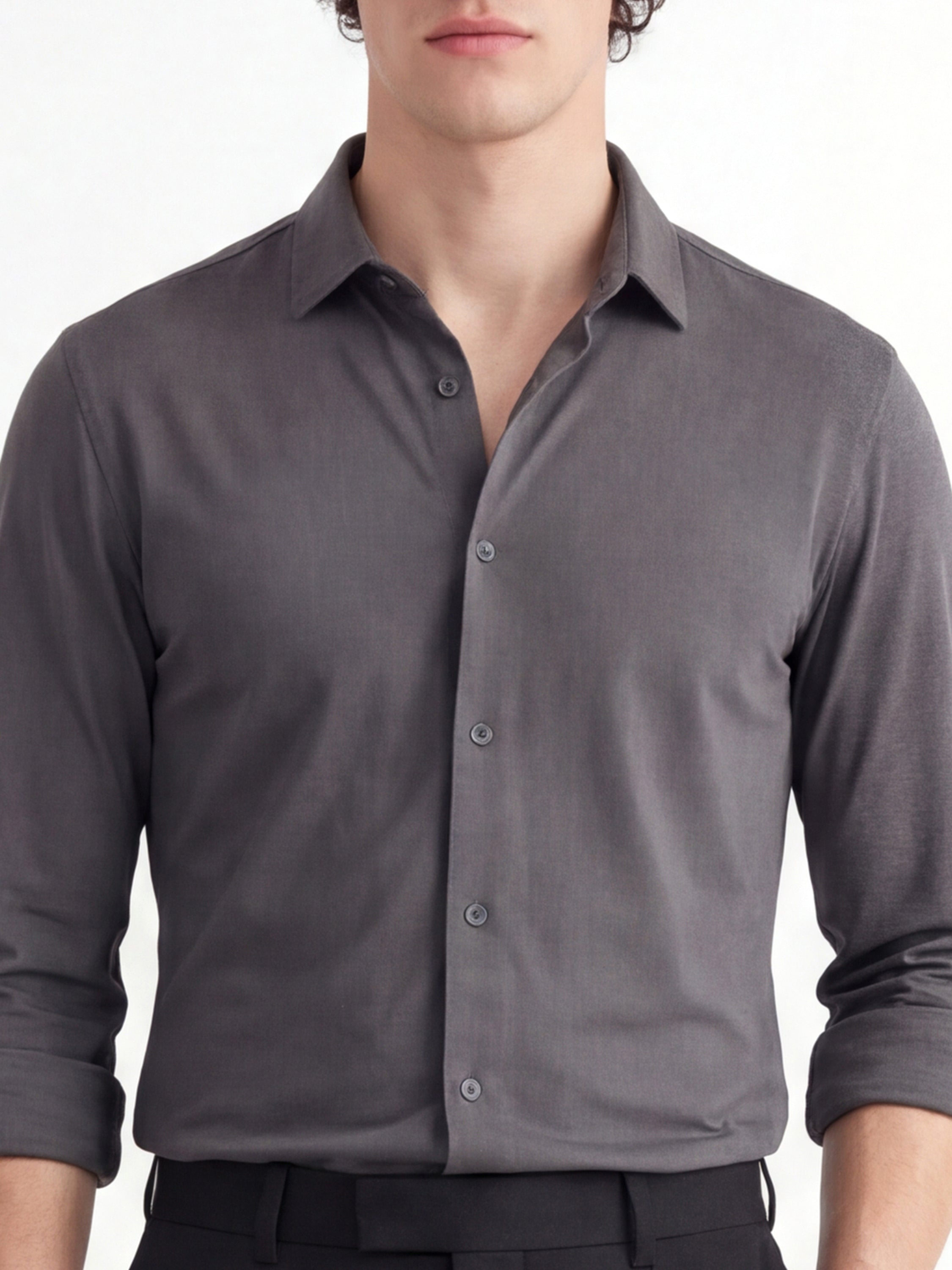 Highlander Men Grey Solid Slim Fit Casual Shirt - Grey - Image 5