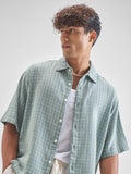 Highlander Men Blue Checked Boxy Fit Casual Shirt - Blue - Image 1