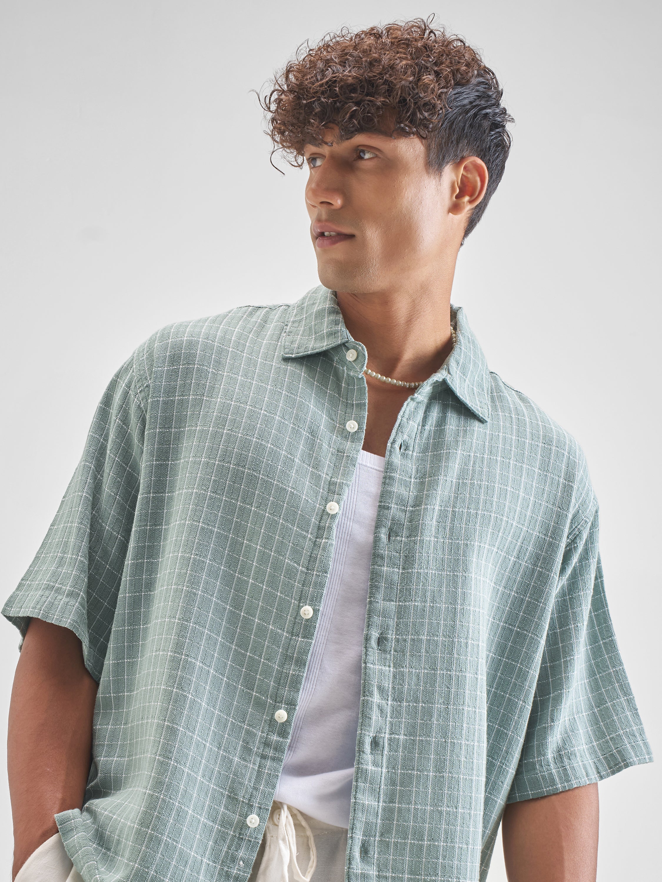 Highlander Men Blue Checked Boxy Fit Casual Shirt - Blue - Image 1