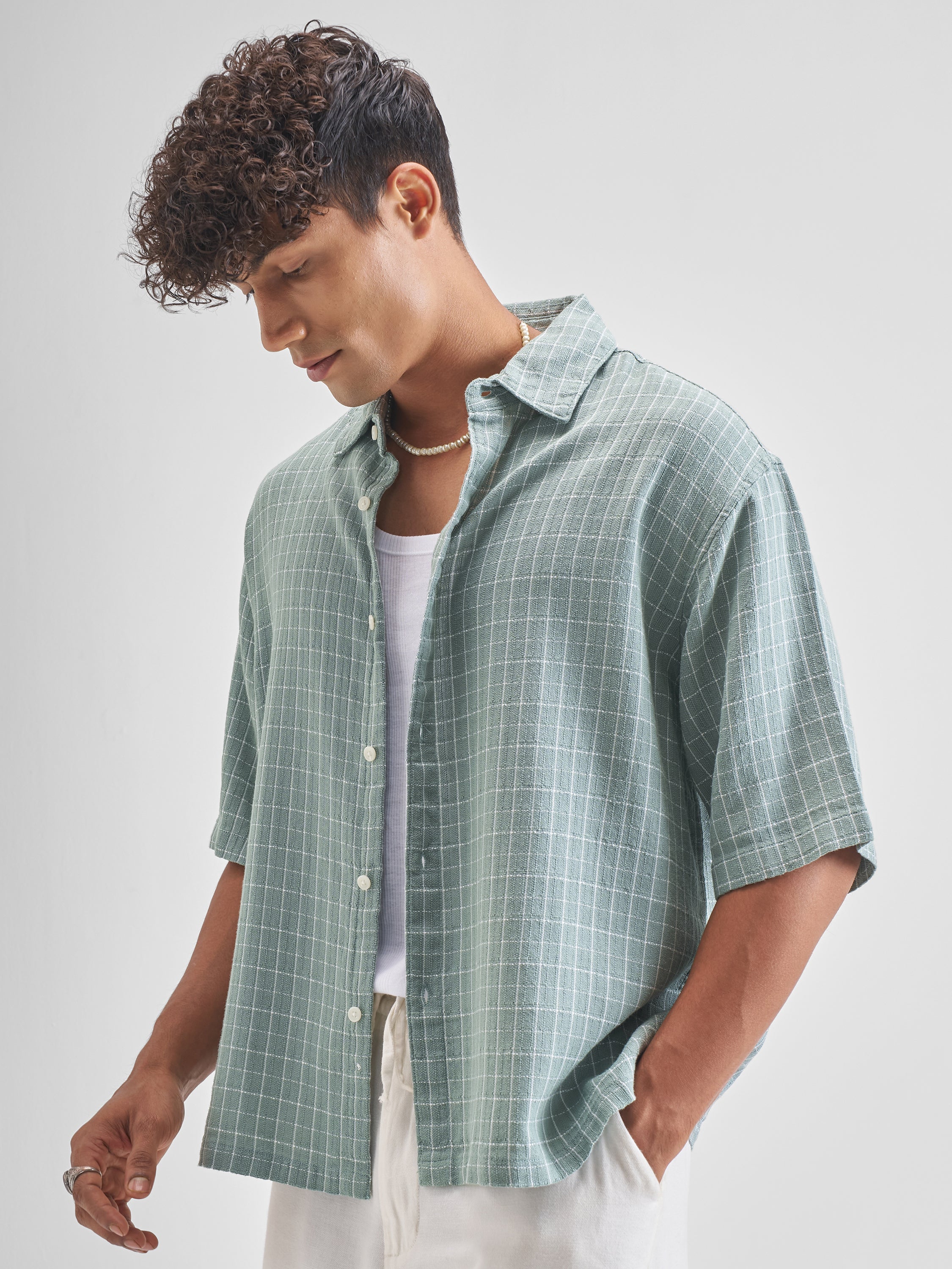 Highlander Men Blue Checked Boxy Fit Casual Shirt - Blue - Image 4