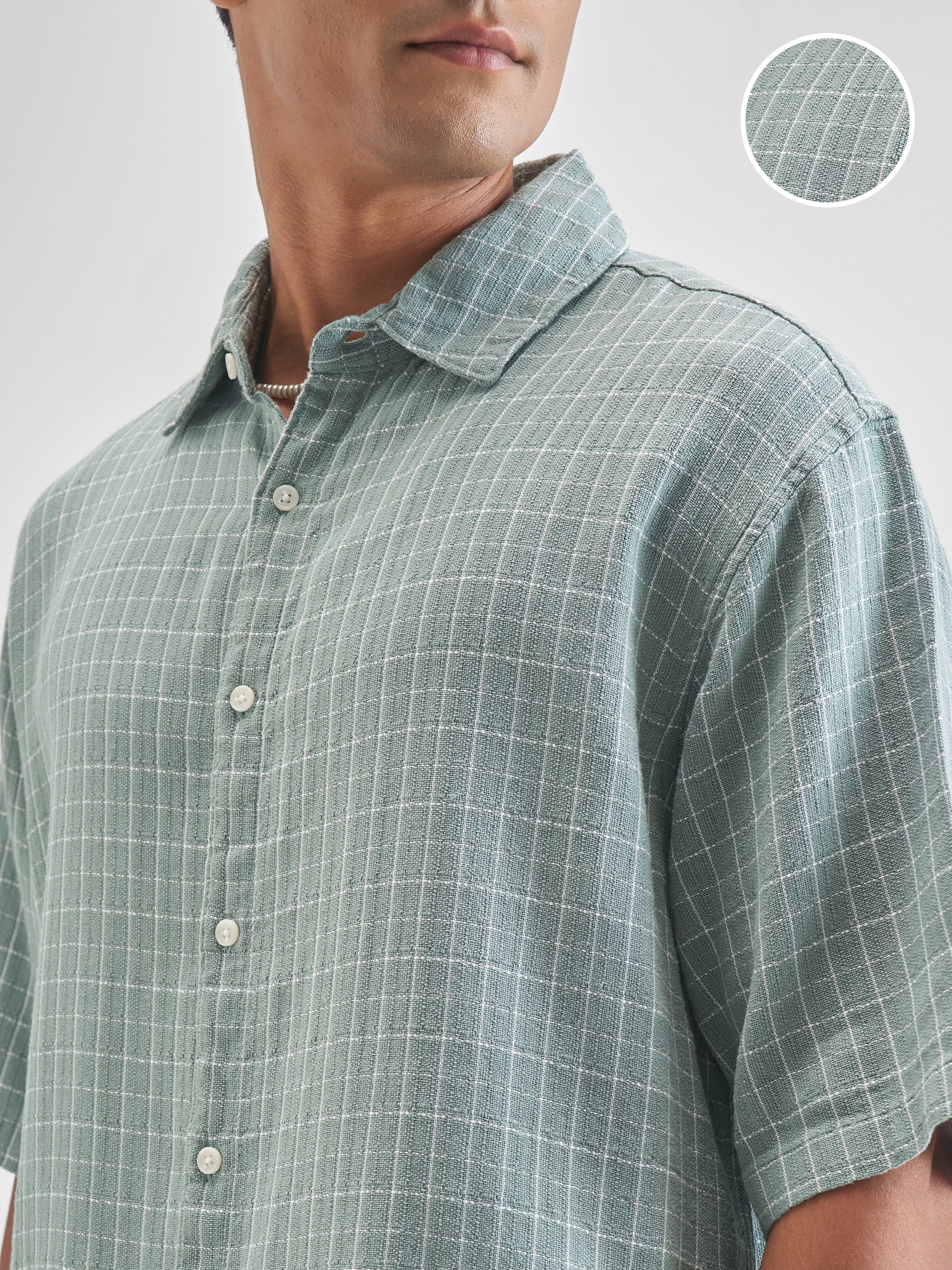 Highlander Men Blue Checked Boxy Fit Casual Shirt - Blue - Image 5