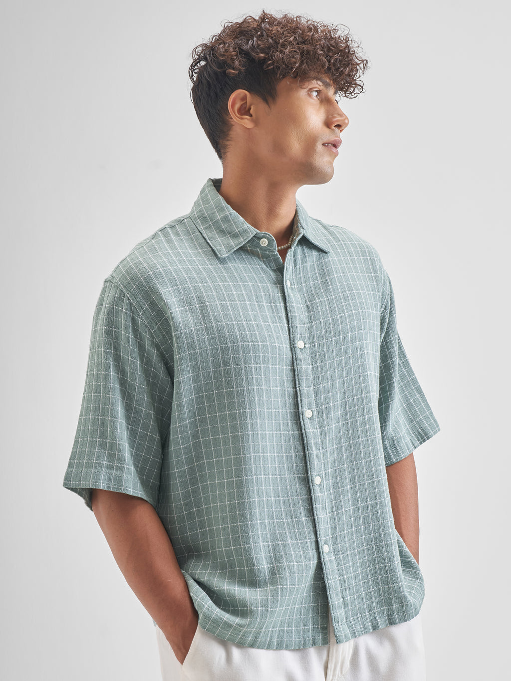 Highlander Men Blue Checked Boxy Fit Casual Shirt - Blue - Image 6