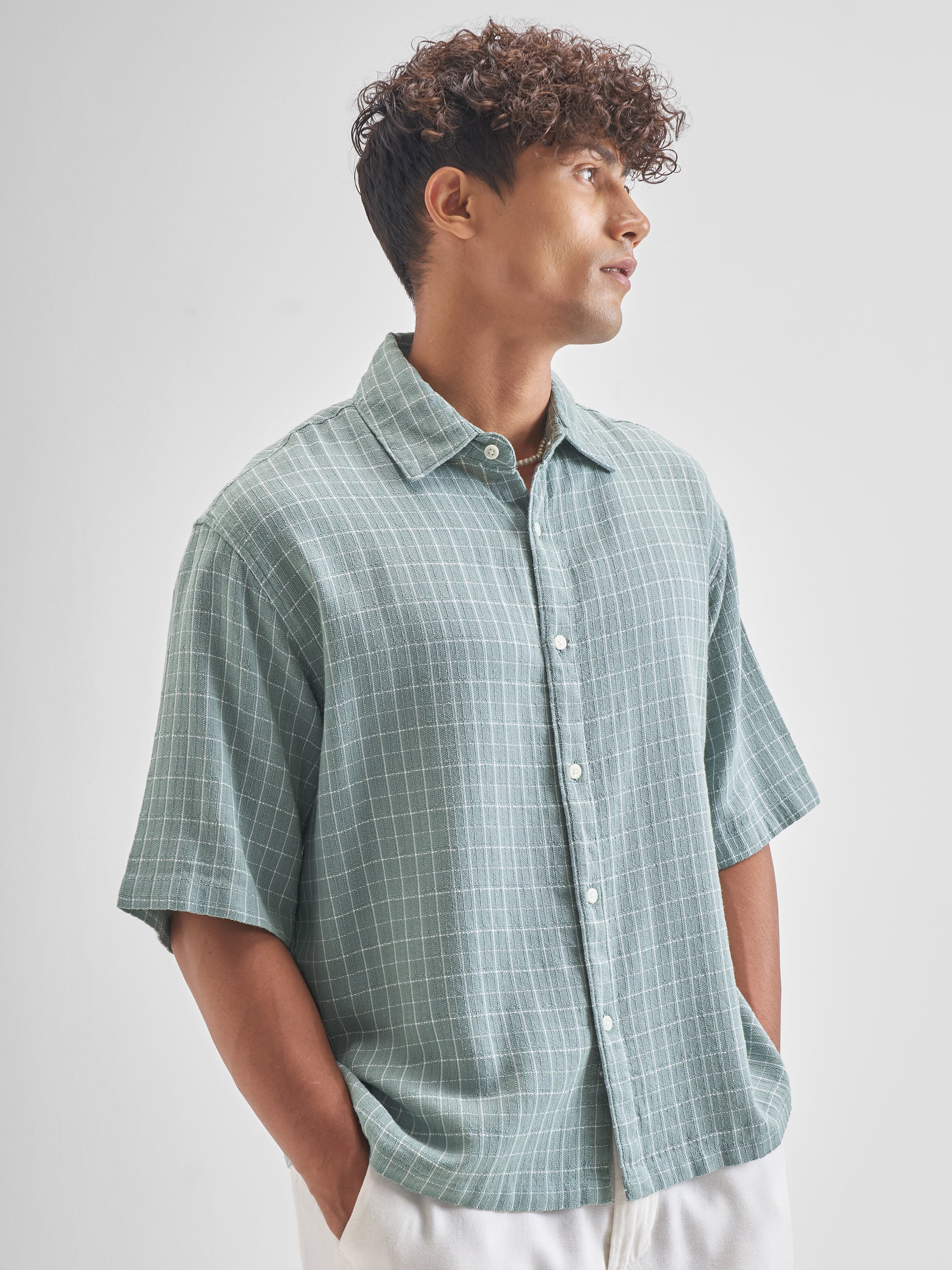 Highlander Men Blue Checked Boxy Fit Casual Shirt - Blue - Image 6