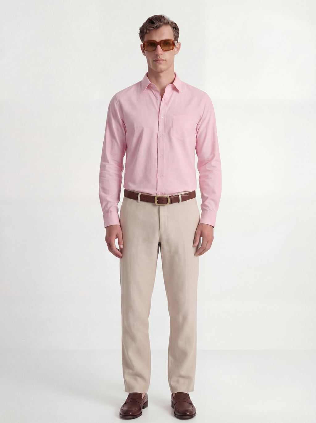 Highlander Men Pink Solid Slim Fit Casual Shirt - Pink - Image 2