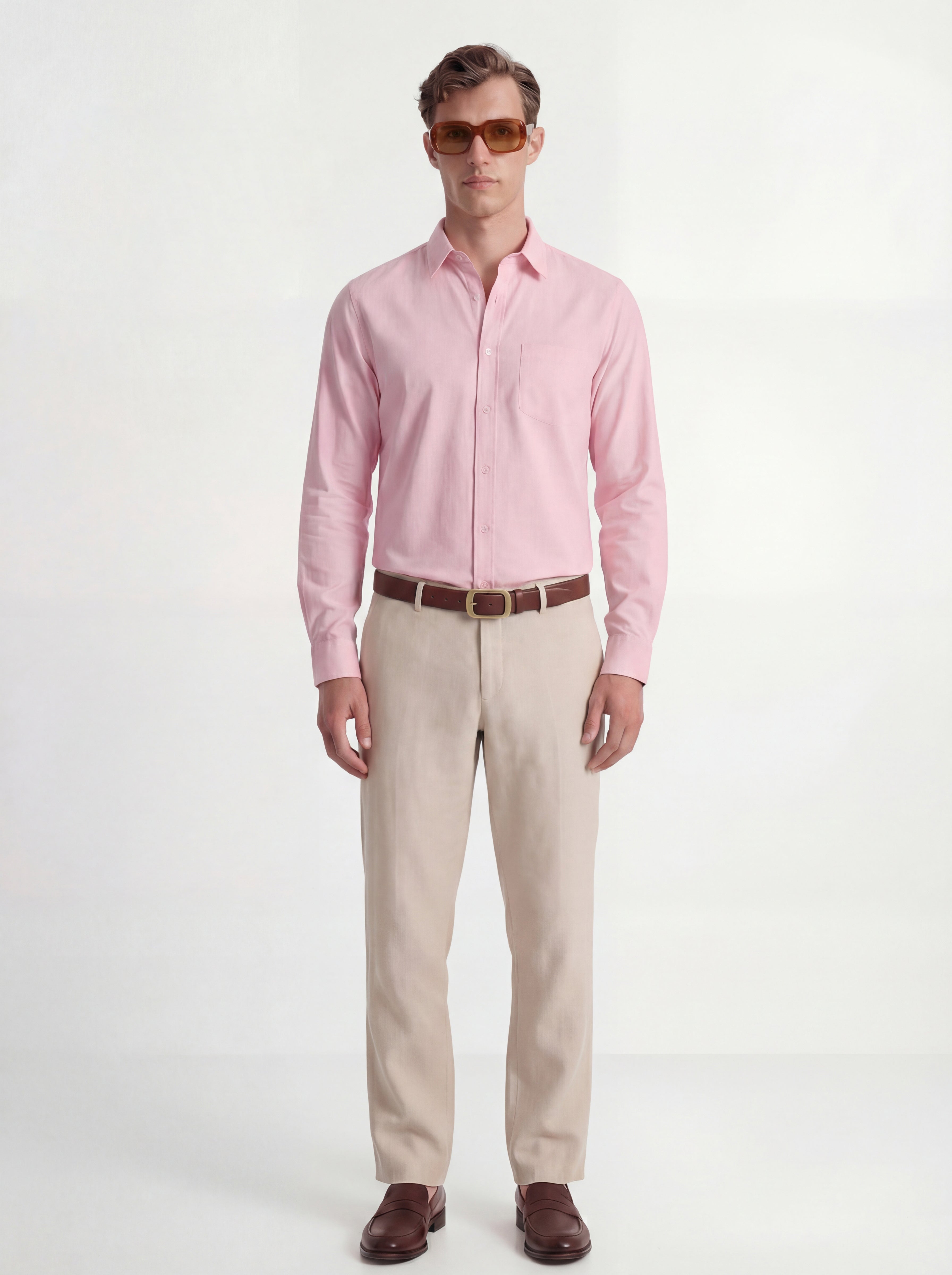 Highlander Men Pink Solid Slim Fit Casual Shirt - Pink - Image 2