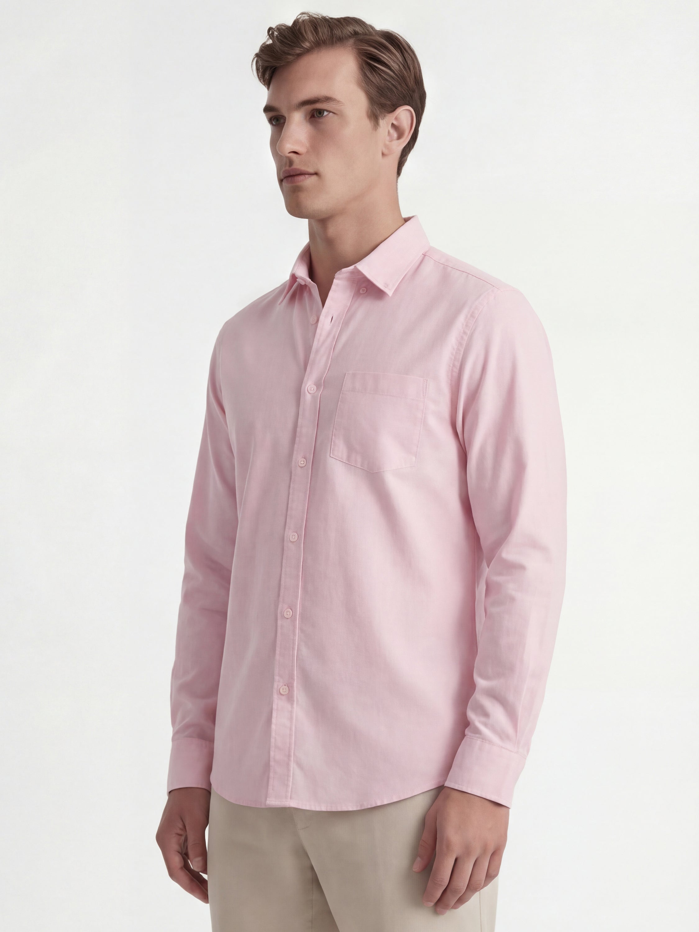 Highlander Men Pink Solid Slim Fit Casual Shirt - Pink - Image 4